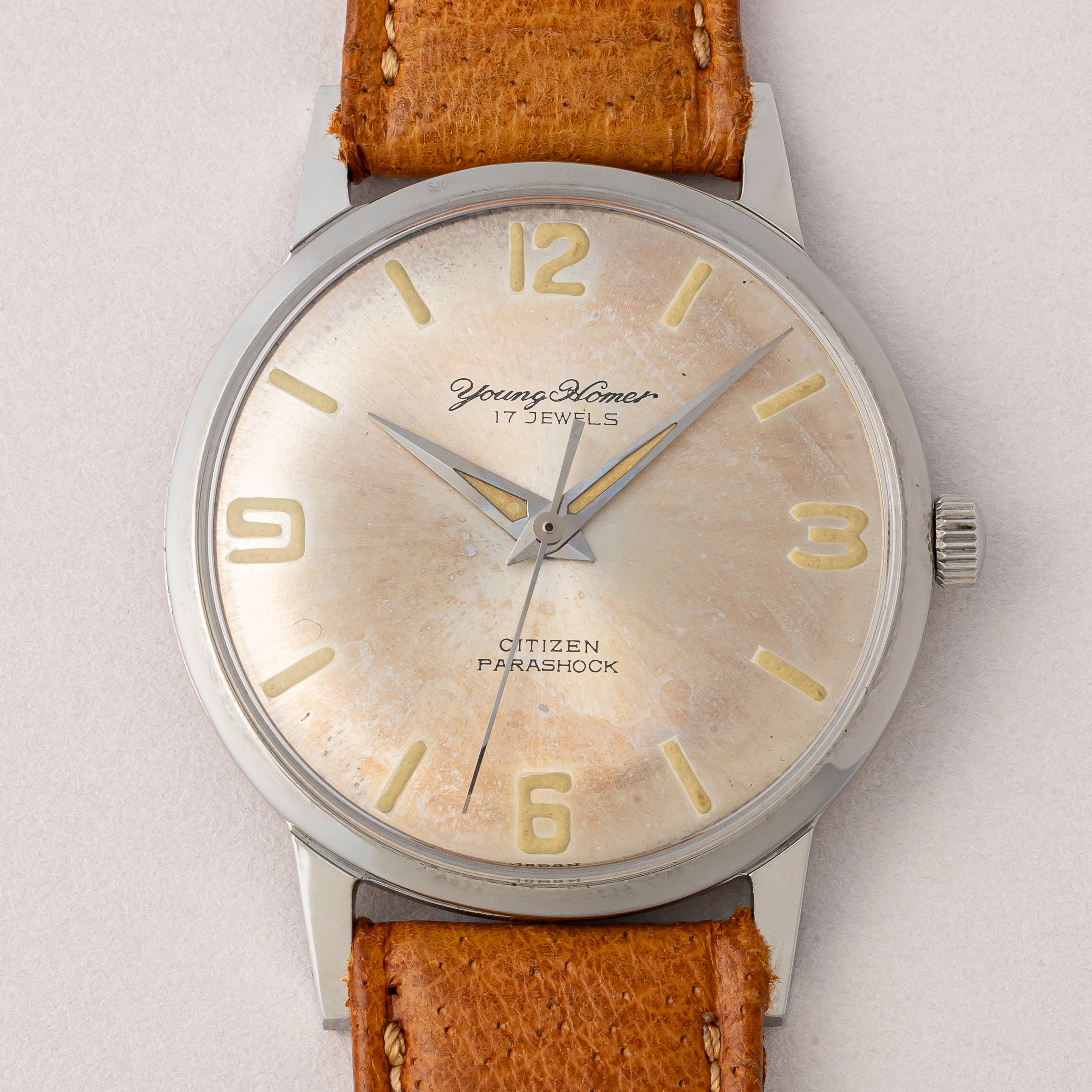 シチズン ヤングホーマー 1965年製 オリジナル夜光入り文字盤 手巻き式 オリジナル革ベルト、タグ付き美品