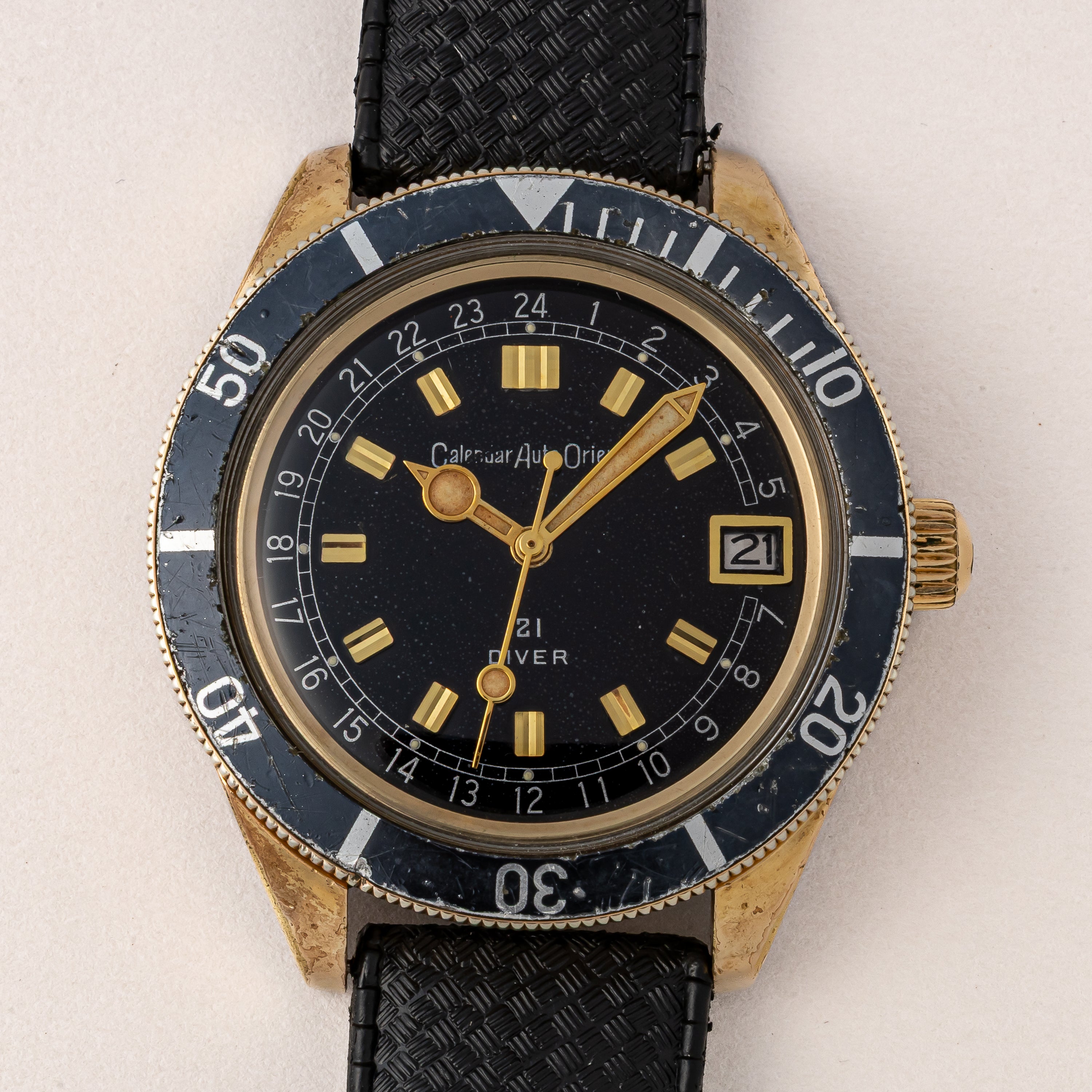 オリエント 21ダイバー ブラックダイヤル 1960年代製 金張りケース 自動巻 カレンダーオートオリエント