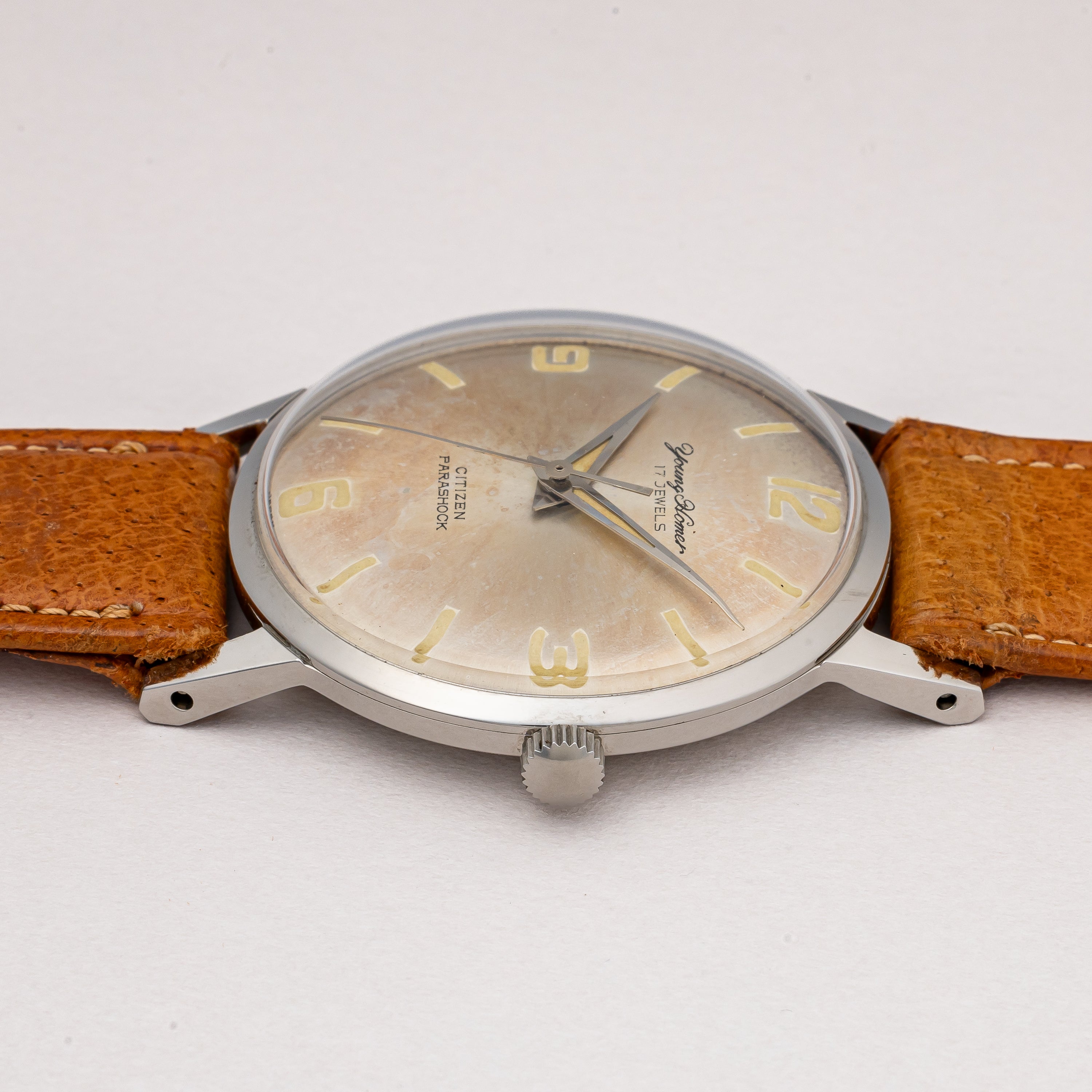 シチズン ヤングホーマー 1965年製 オリジナル夜光入り文字盤 手巻き式 オリジナル革ベルト、タグ付き美品
