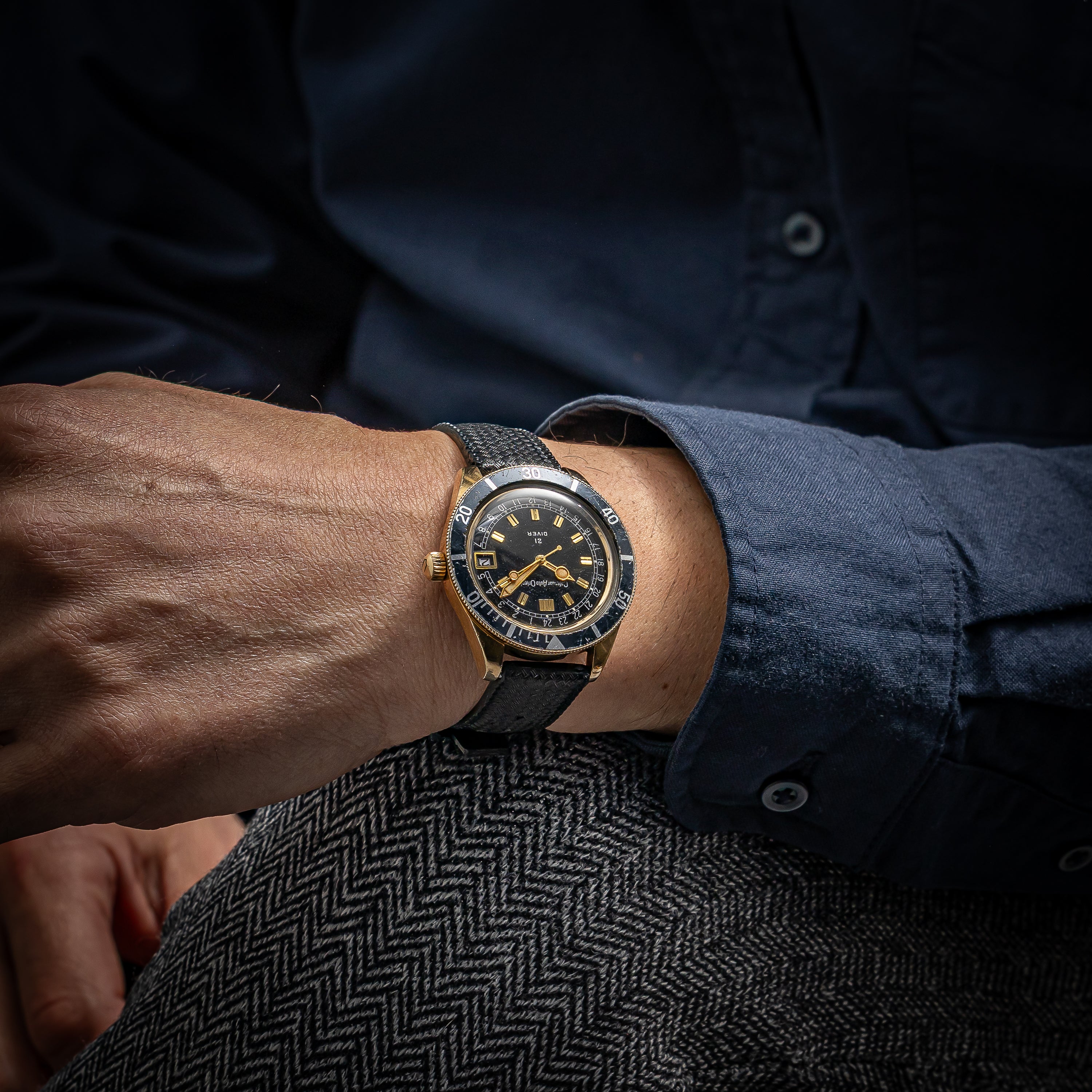 オリエント 21ダイバー ブラックダイヤル 1960年代製 金張りケース 自動巻 カレンダーオートオリエント