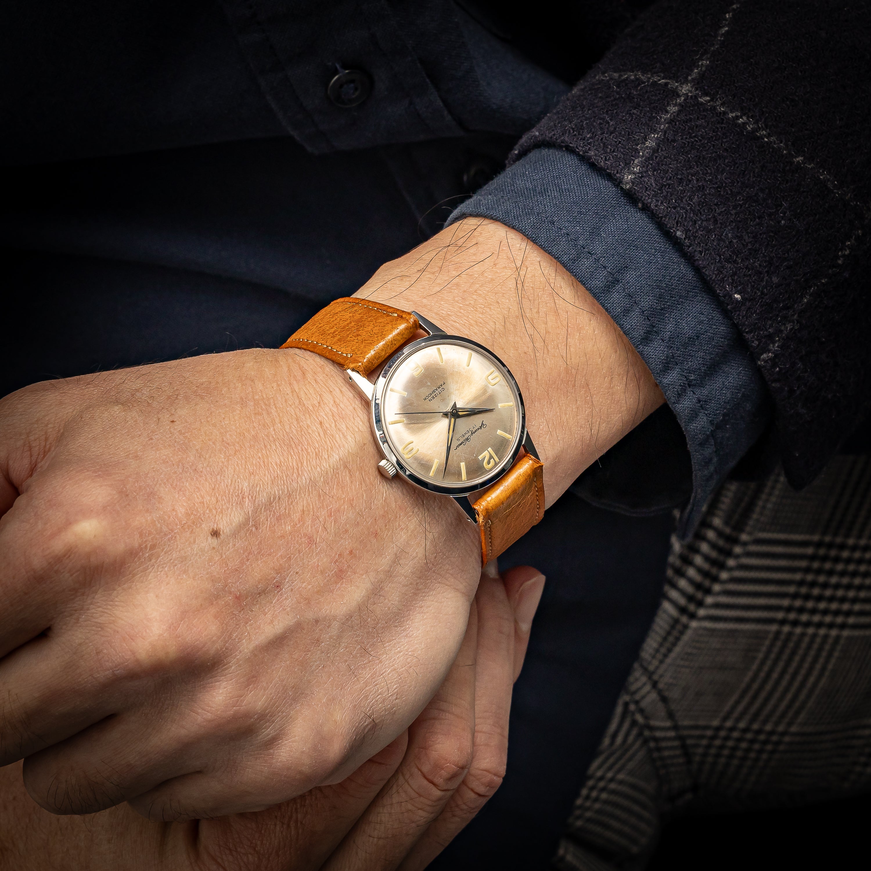 シチズン ヤングホーマー 1965年製 オリジナル夜光入り文字盤 手巻き式 オリジナル革ベルト、タグ付き美品