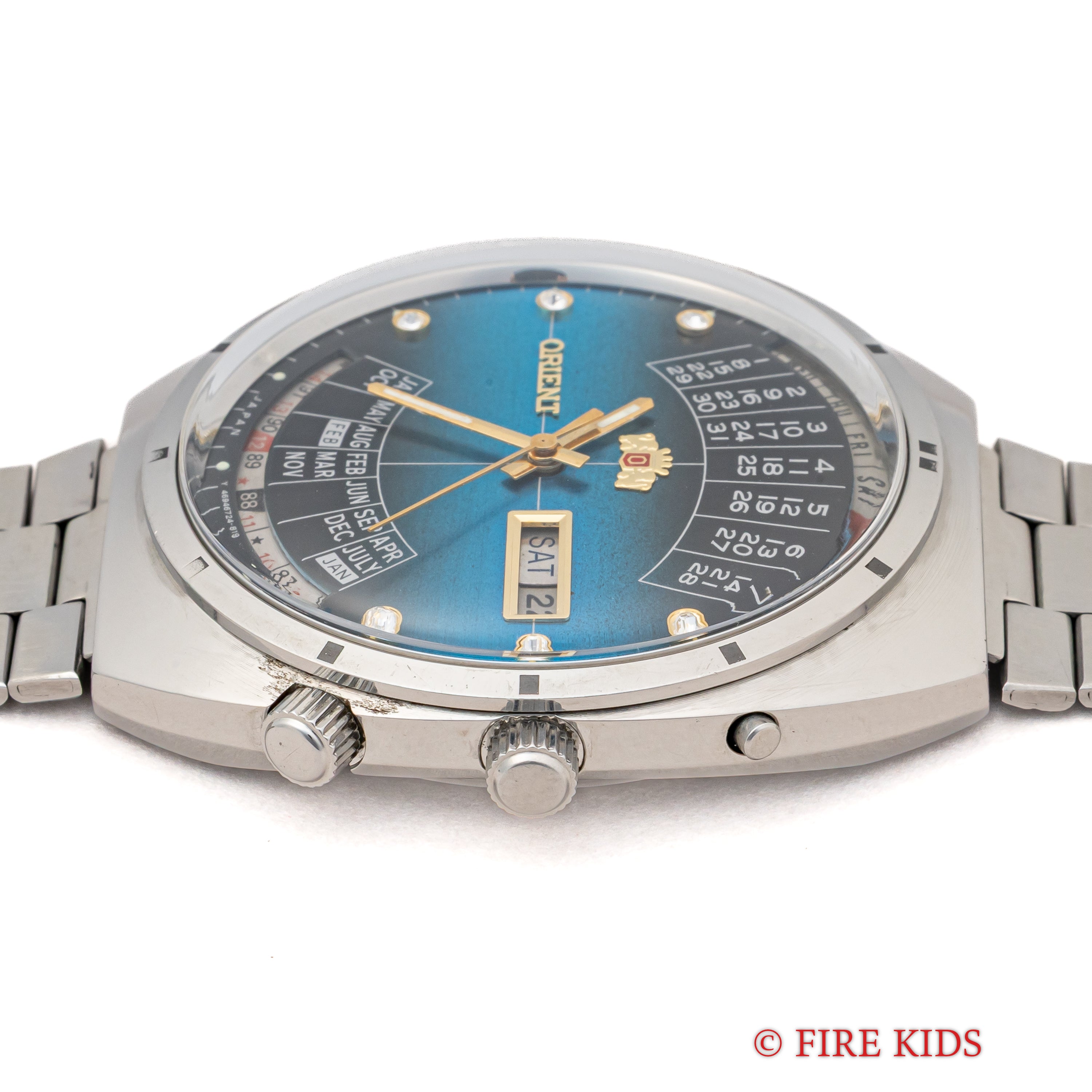 オリエント 万年カレンダー 1970年代 自動巻きブルーグラデーションダイヤル