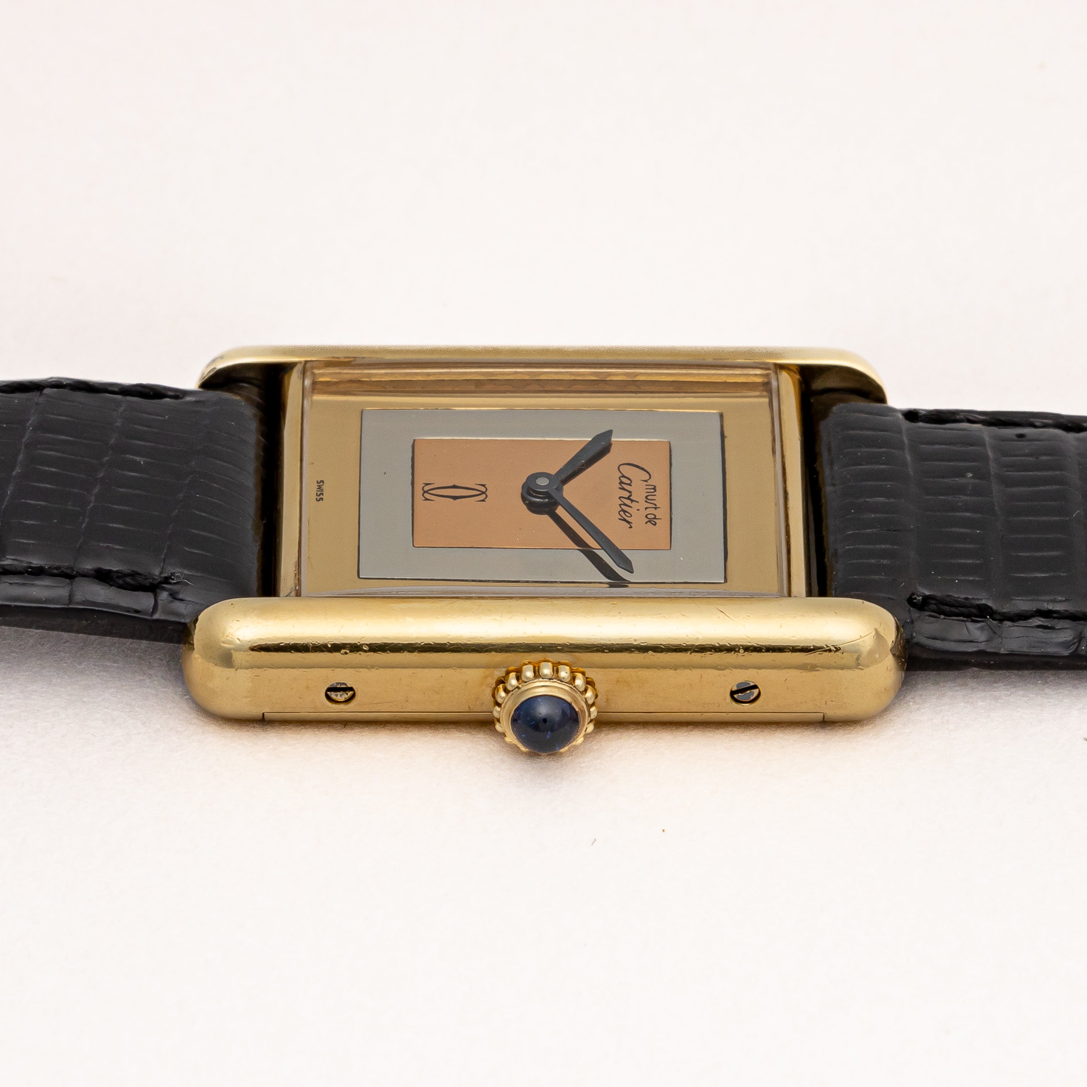 カルティエ マストタンク 1990年代製 LMサイズ トリニティダイヤル 純正尾錠付き