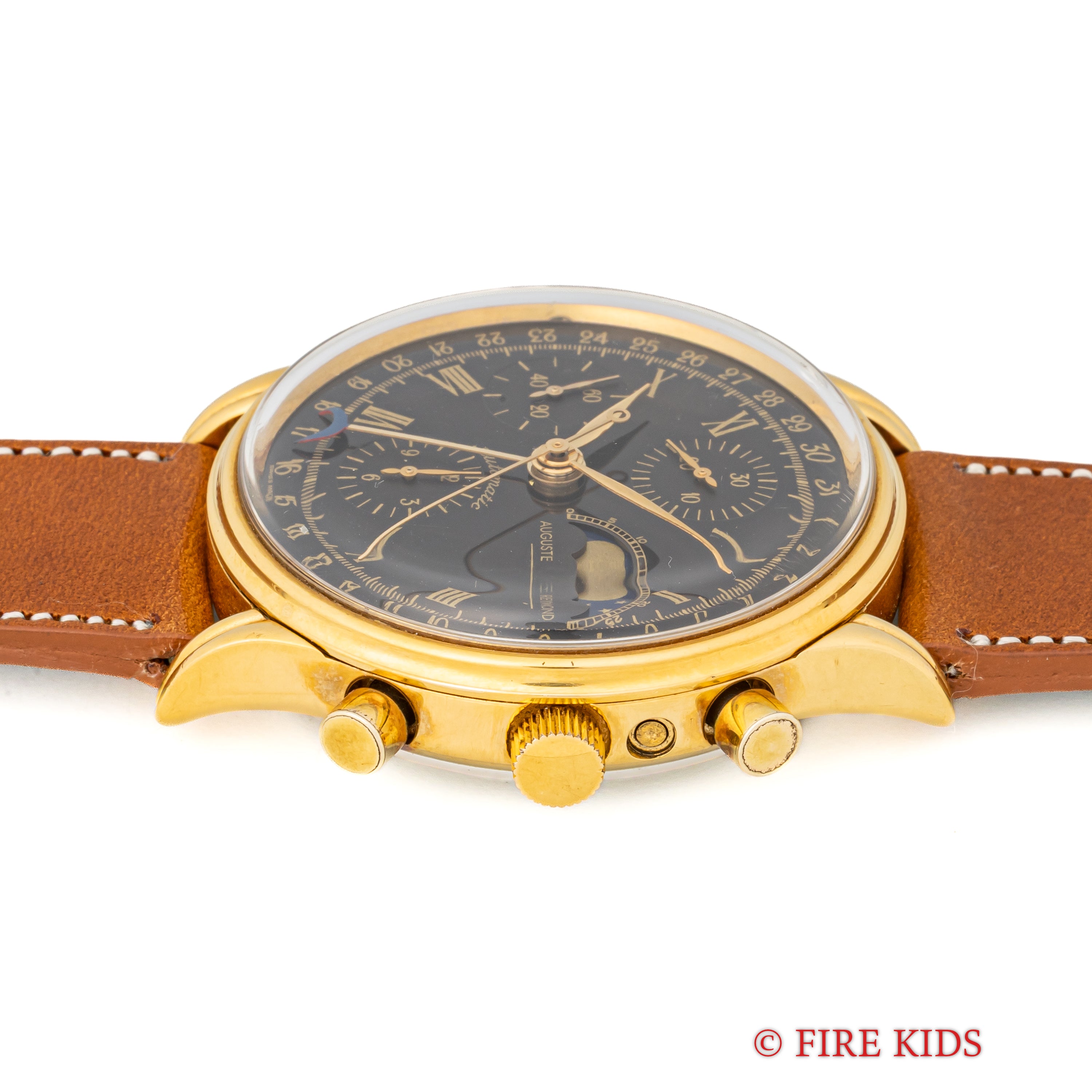 オーガストレイモンド 自動巻ムーンフェイズクロノグラフ 1990年代製 cal.バルジュー7750 スケルトンバック