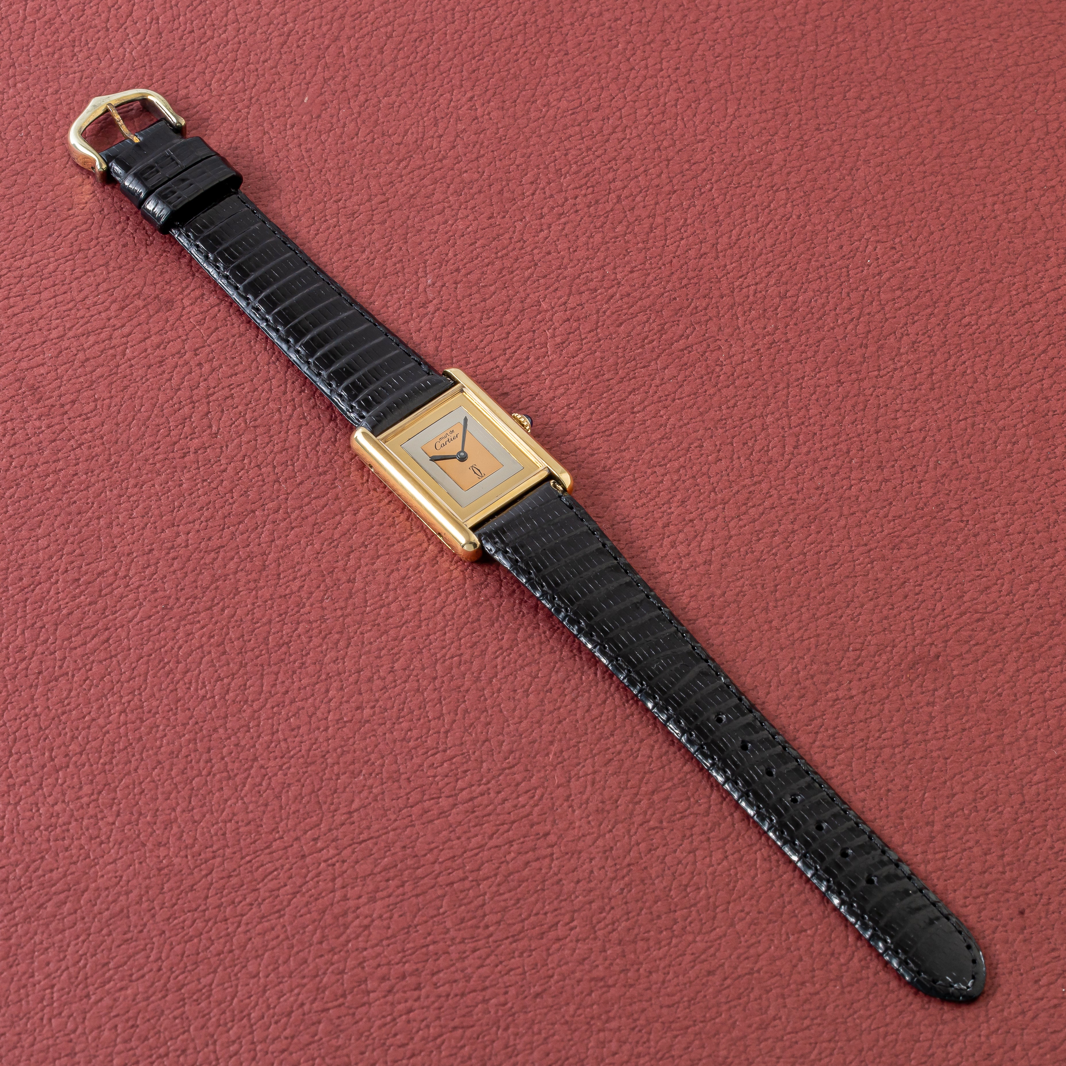 カルティエ マストタンク 1990年代製 LMサイズ トリニティダイヤル 純正尾錠付き