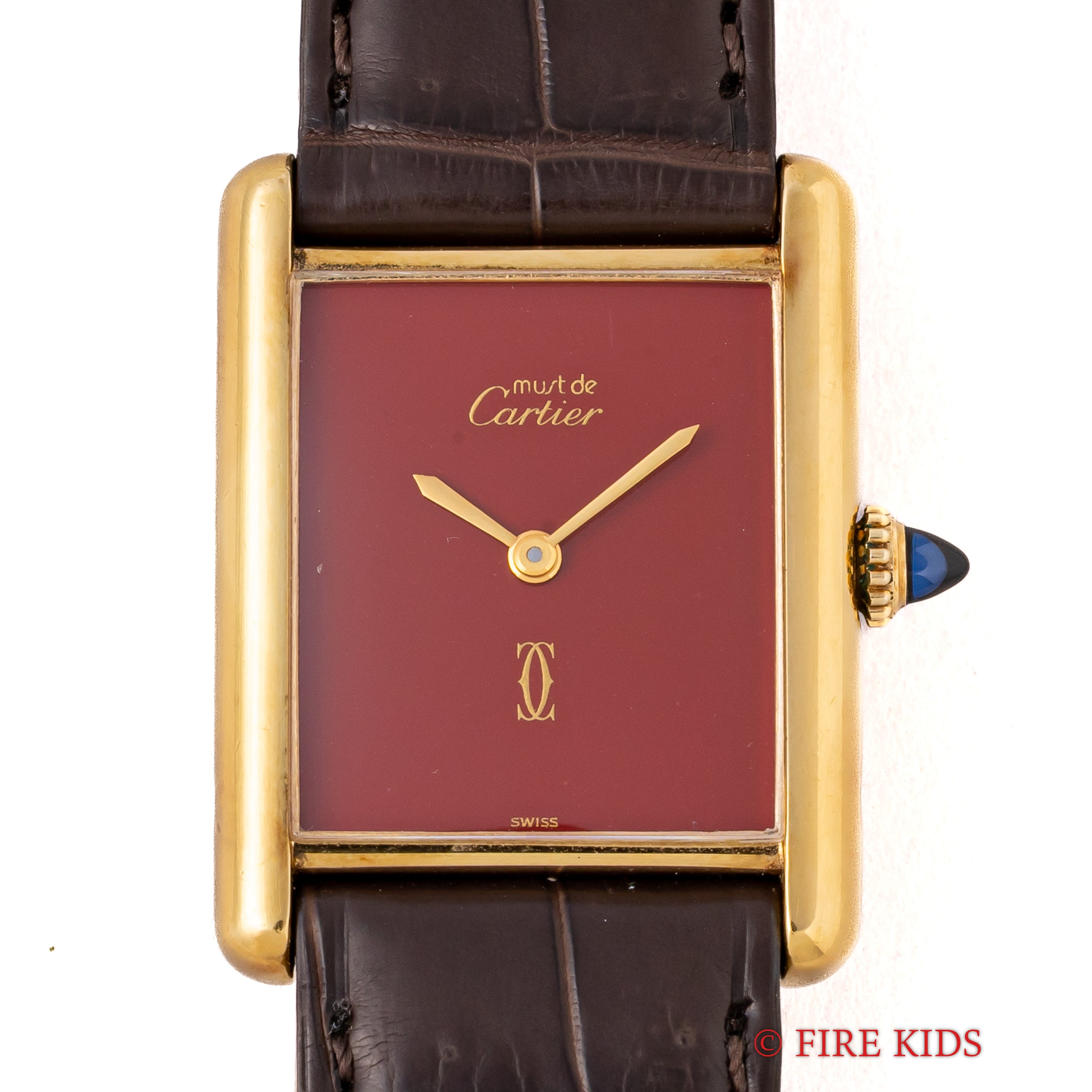 カルティエ マストタンク 1980年代製 LMサイズ 手巻き ガーネットダイヤル