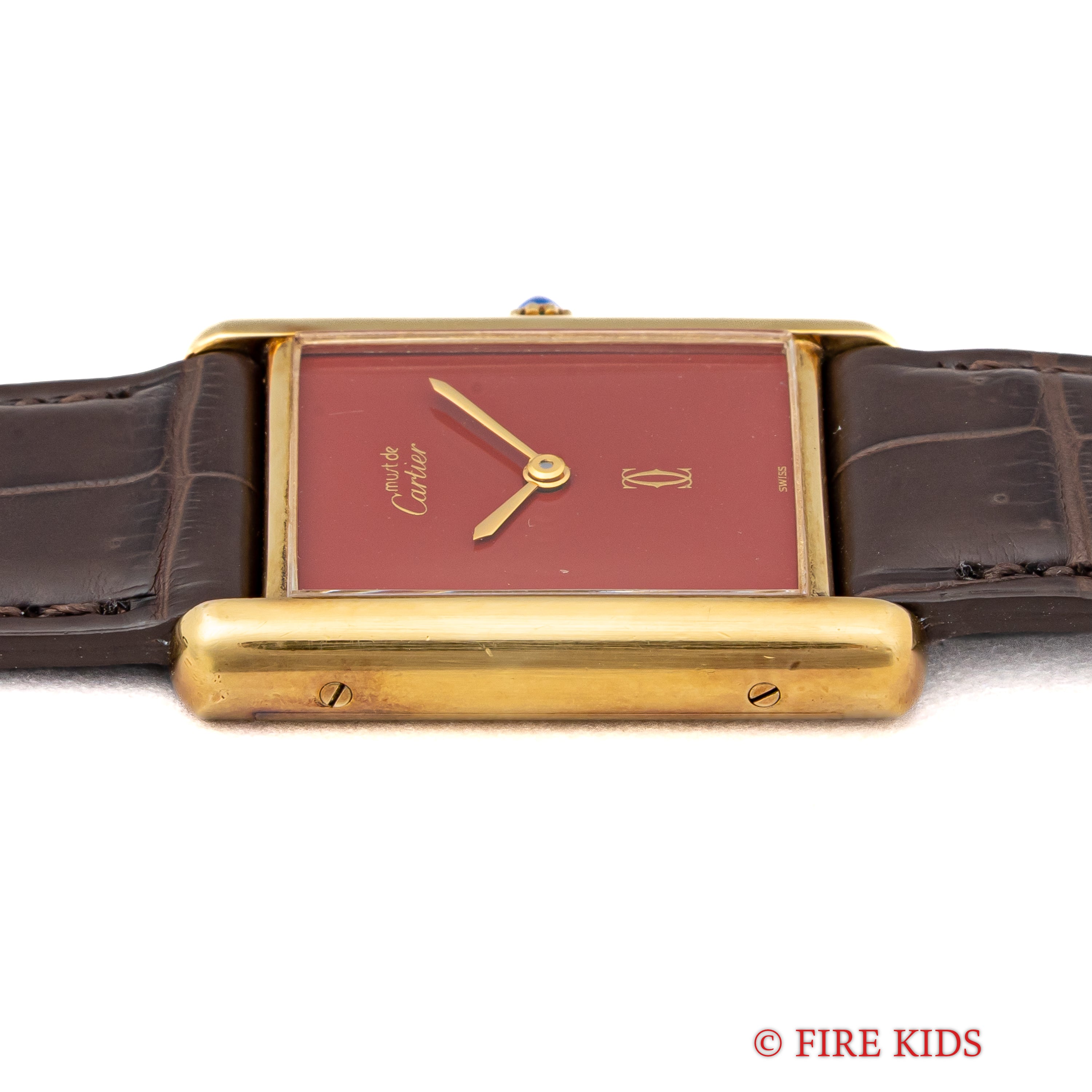 カルティエ マストタンク 1980年代製 LMサイズ 手巻き ガーネットダイヤル