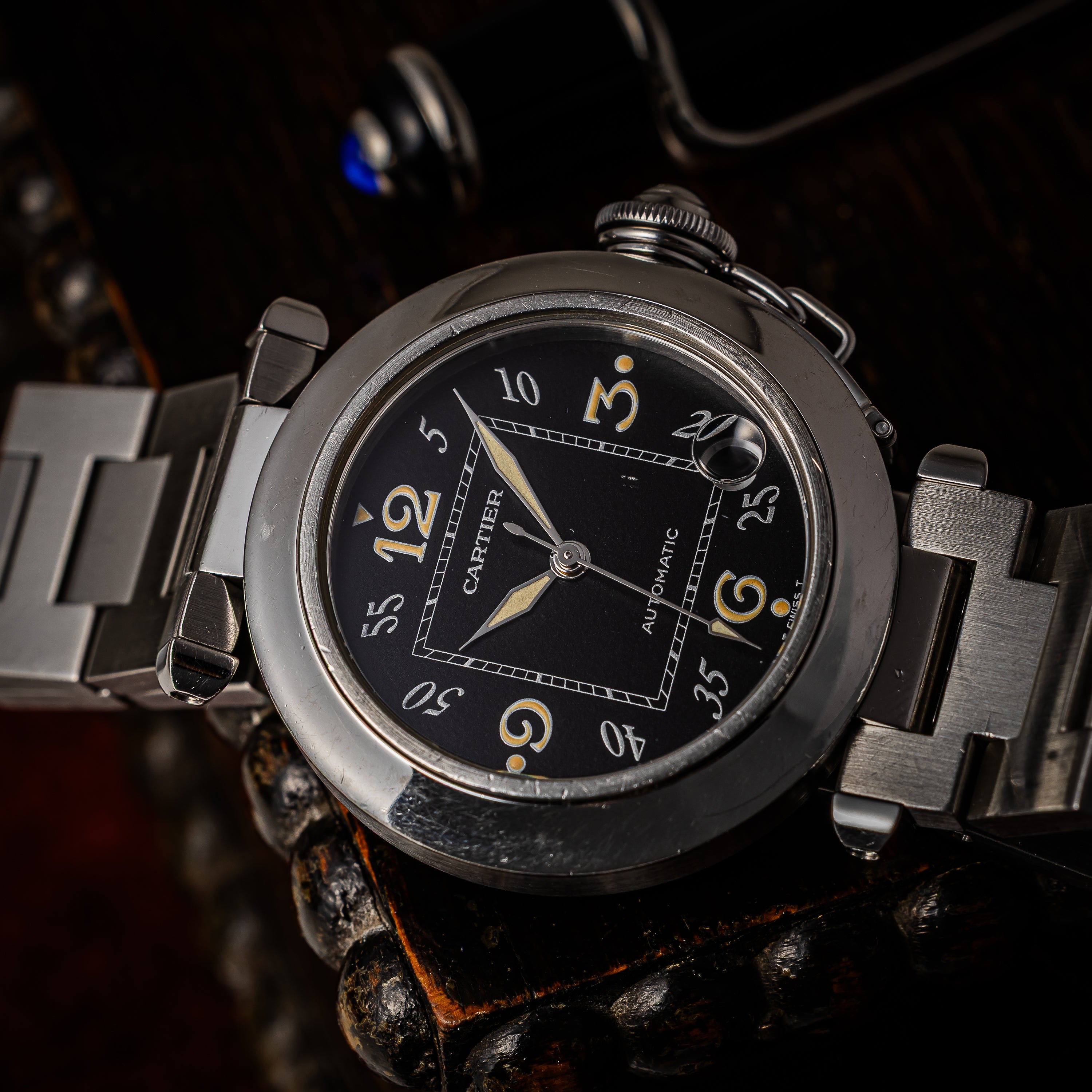 カルティエ パシャC ブラックダイヤル 35㎜ 自動巻トリチウム夜光
