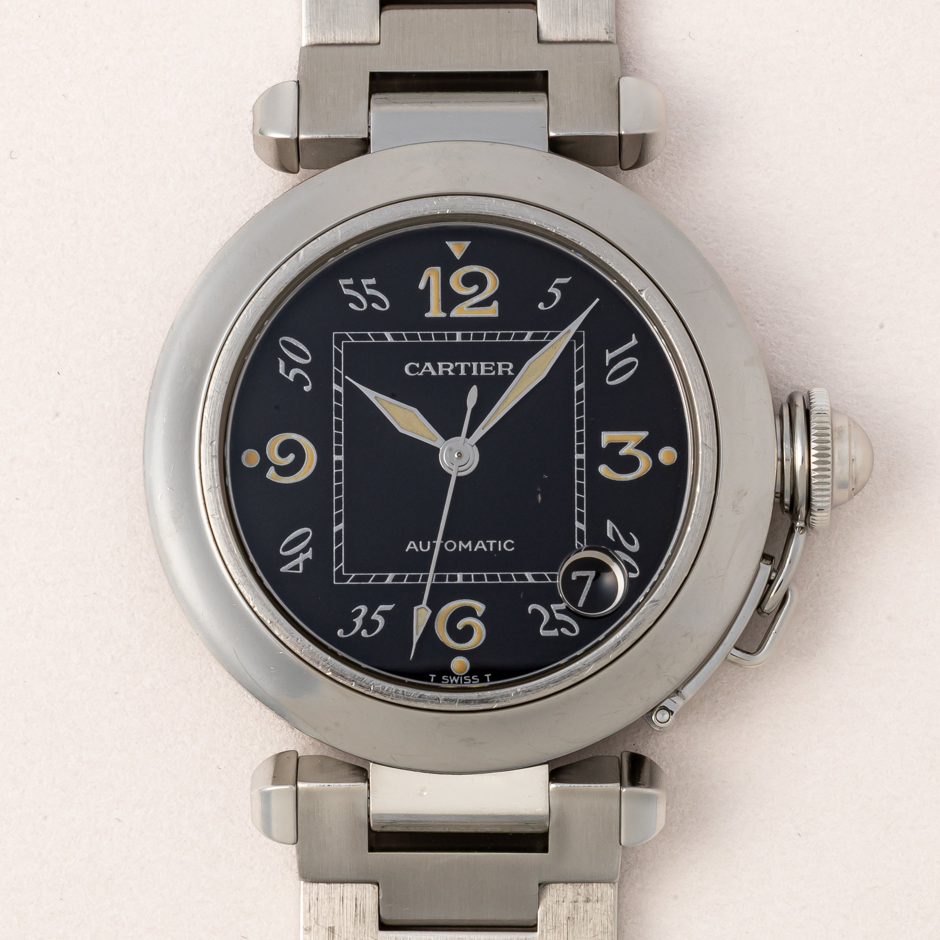 カルティエ パシャC ブラックダイヤル 35㎜ 自動巻トリチウム夜光