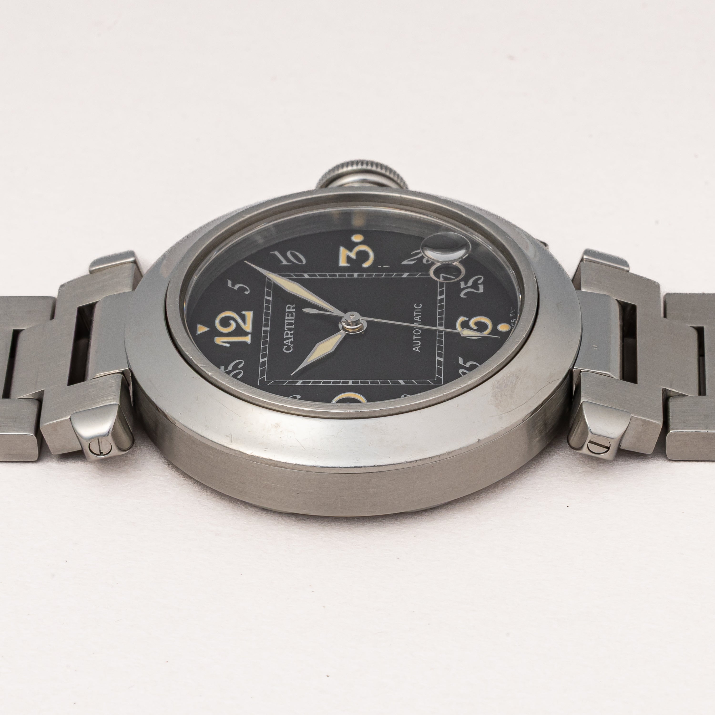 カルティエ パシャC ブラックダイヤル 35㎜ 自動巻トリチウム夜光