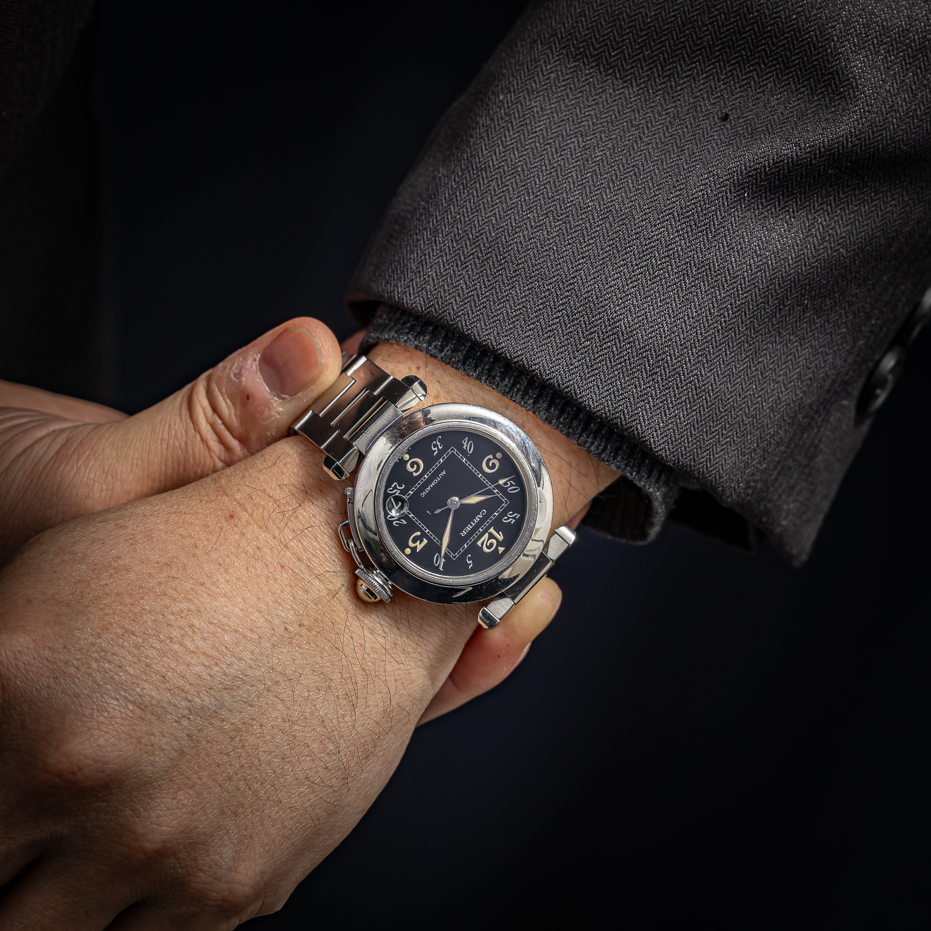 カルティエ パシャC ブラックダイヤル 35㎜ 自動巻トリチウム夜光