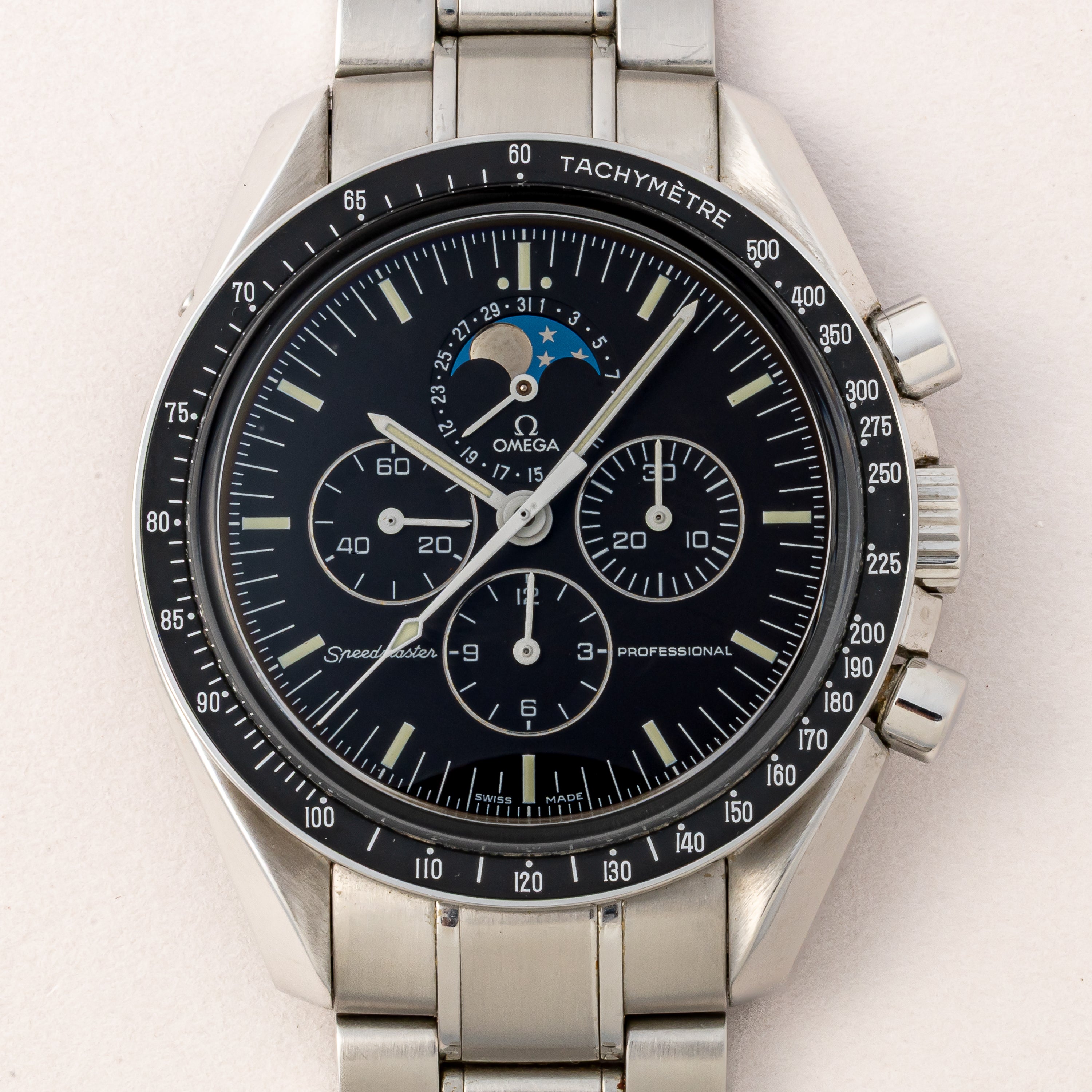 オメガ スピードマスター プロフェッショナル ムーンフェイズ 箱、2004年発行ギャラ付き スケルトンバック