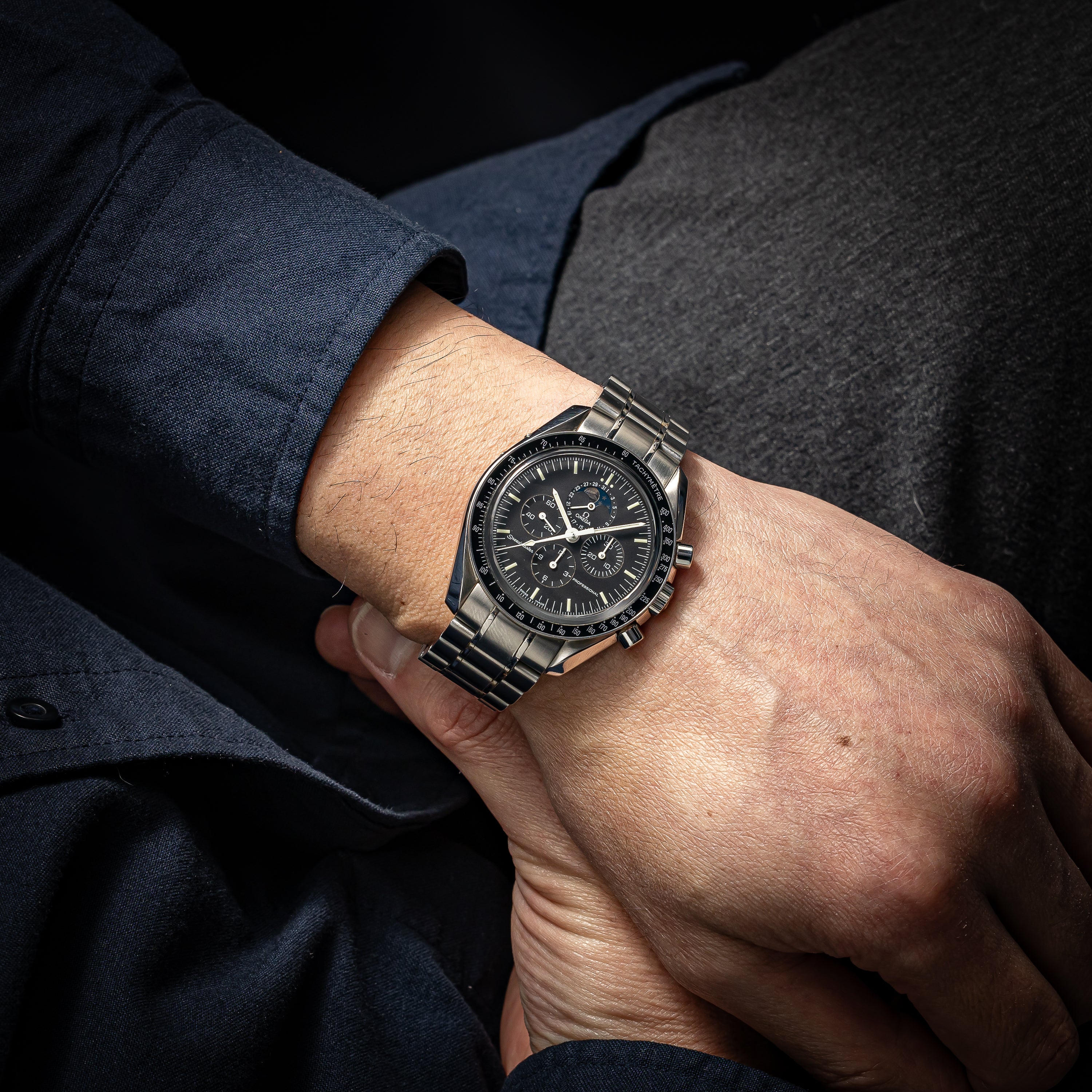 オメガ スピードマスター プロフェッショナル ムーンフェイズ 箱、2004年発行ギャラ付き スケルトンバック