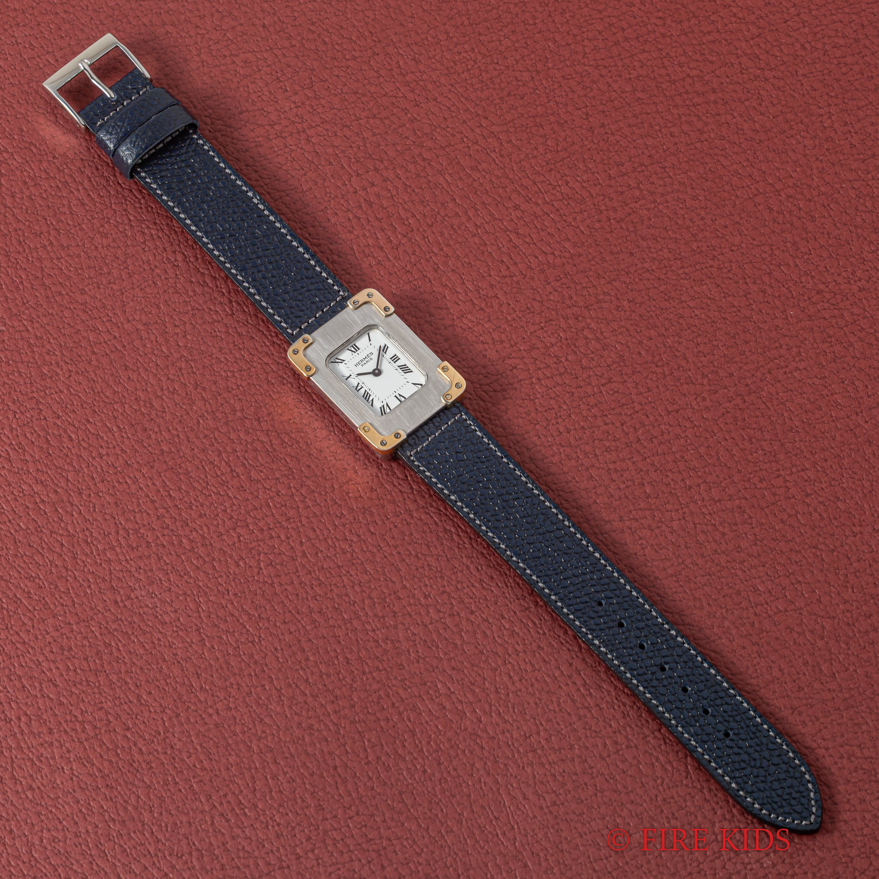 エルメス クロアジュール レクタンギュラー ホワイトローマン 手巻き 1980年代製