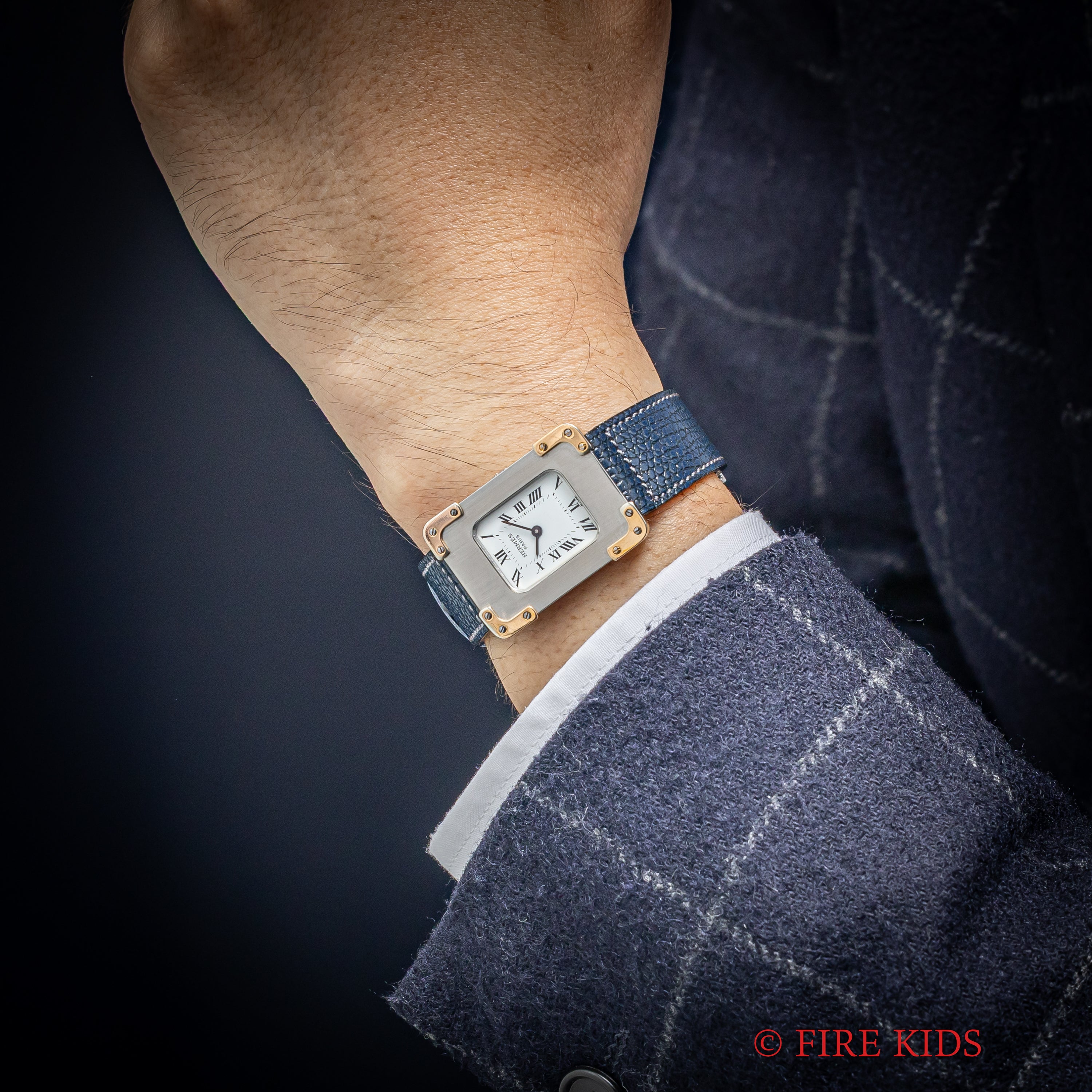 エルメス クロアジュール レクタンギュラー ホワイトローマン 手巻き 1980年代製