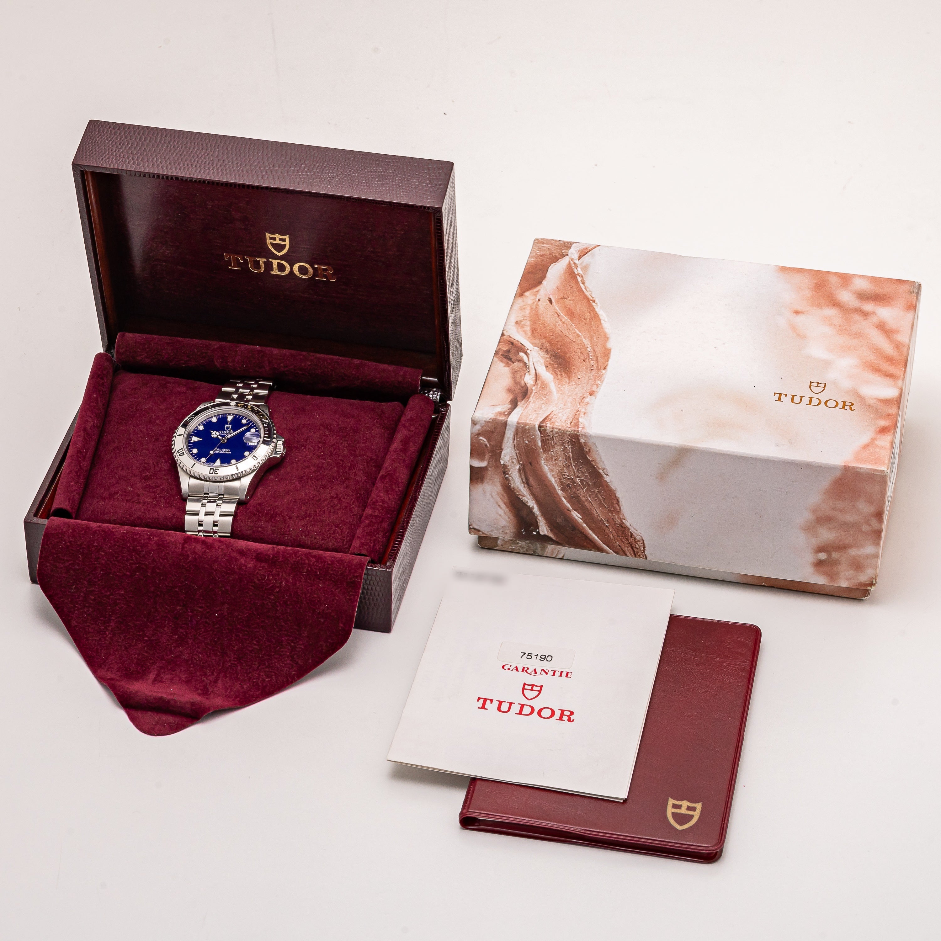 チューダー サブマリーナー 36㎜ミッドサイズ ブルーダイヤル 1999年製 Ref.75190 箱、ギャラ付き