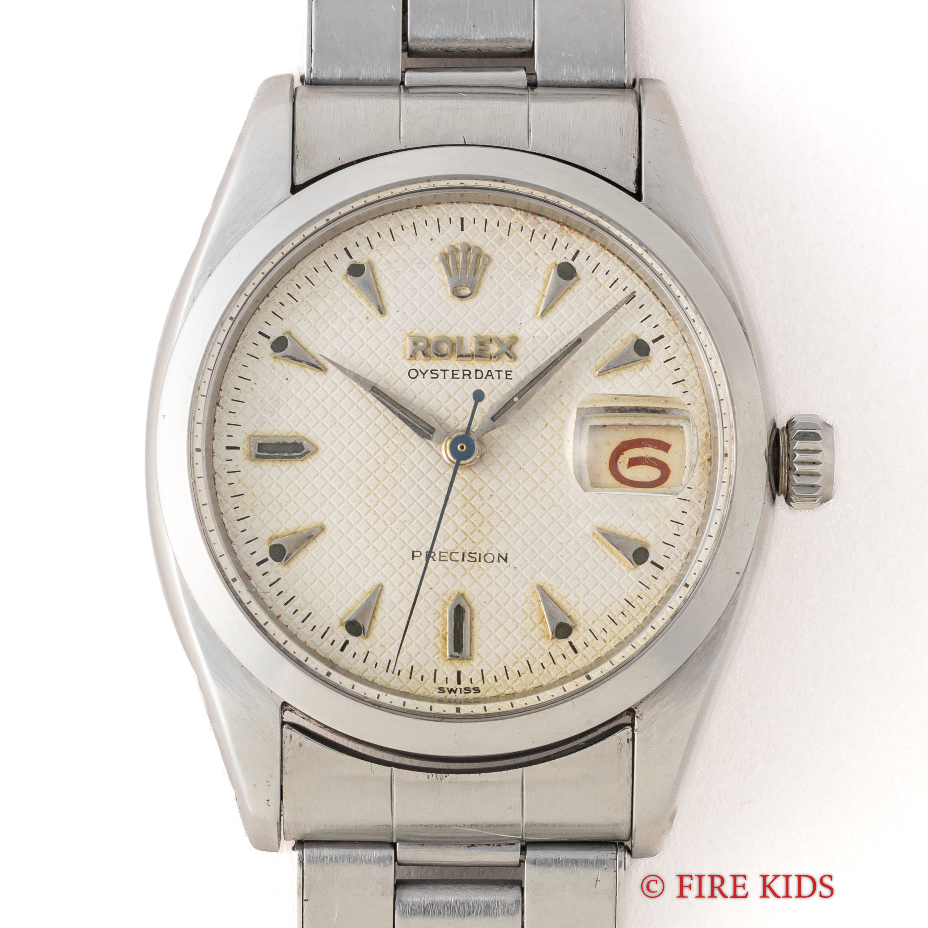 ロレックス 1954年製 Ref.6494 オイスターデイト 手巻き 赤黒カレンダー ハニカムダイヤル リベットブレス