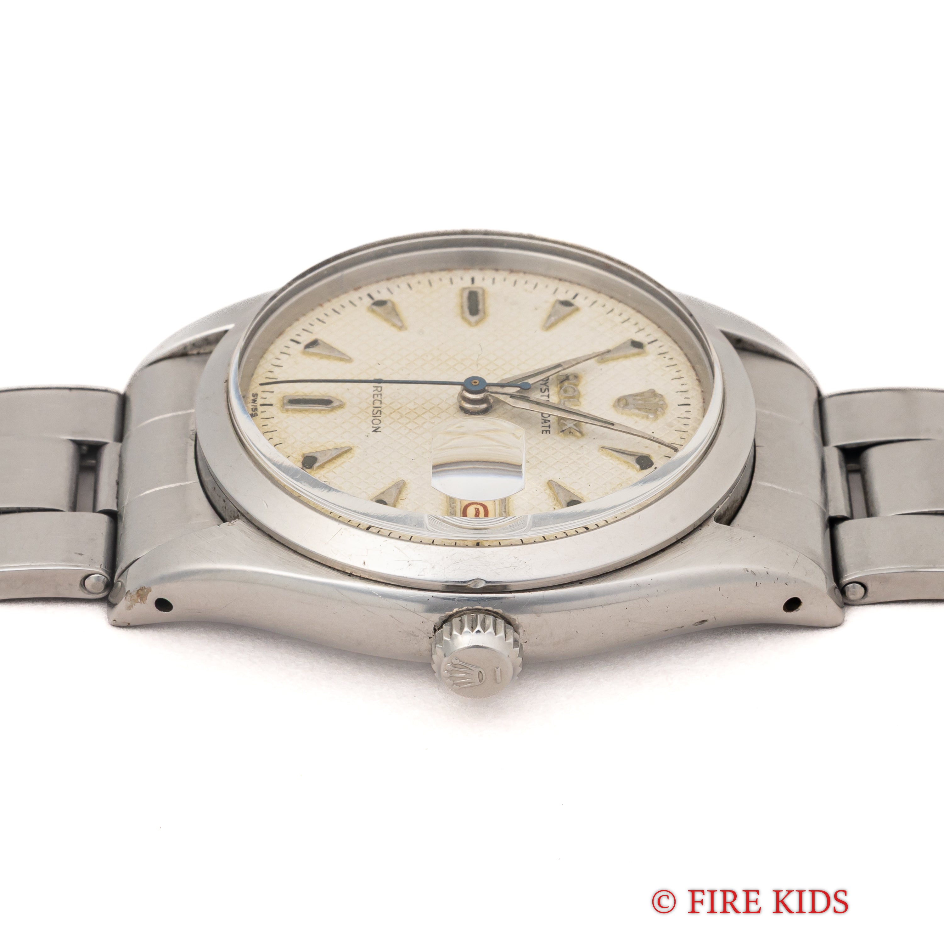 ロレックス 1954年製 Ref.6494 オイスターデイト 手巻き 赤黒カレンダー ハニカムダイヤル リベットブレス