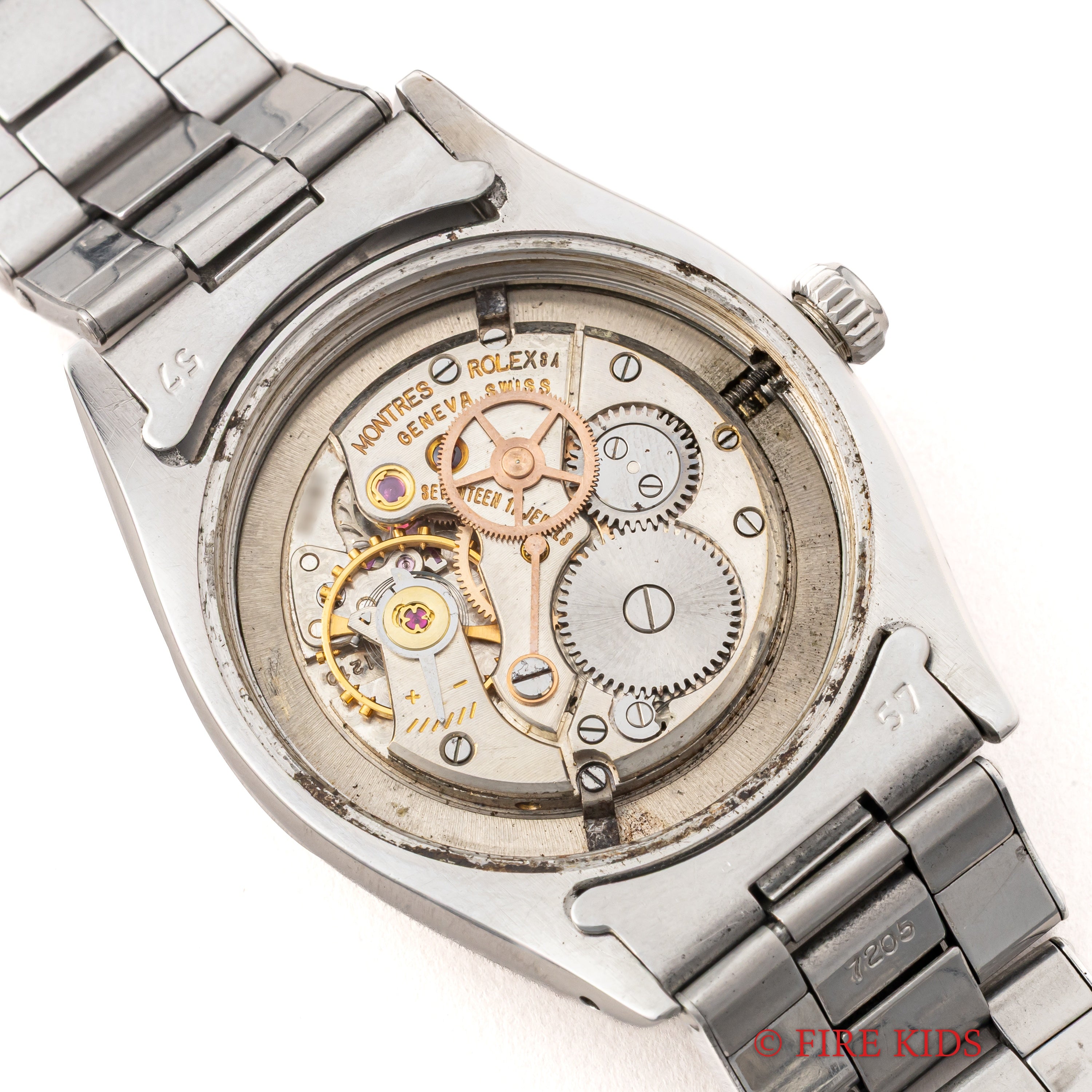 ロレックス 1954年製 Ref.6494 オイスターデイト 手巻き 赤黒カレンダー ハニカムダイヤル リベットブレス