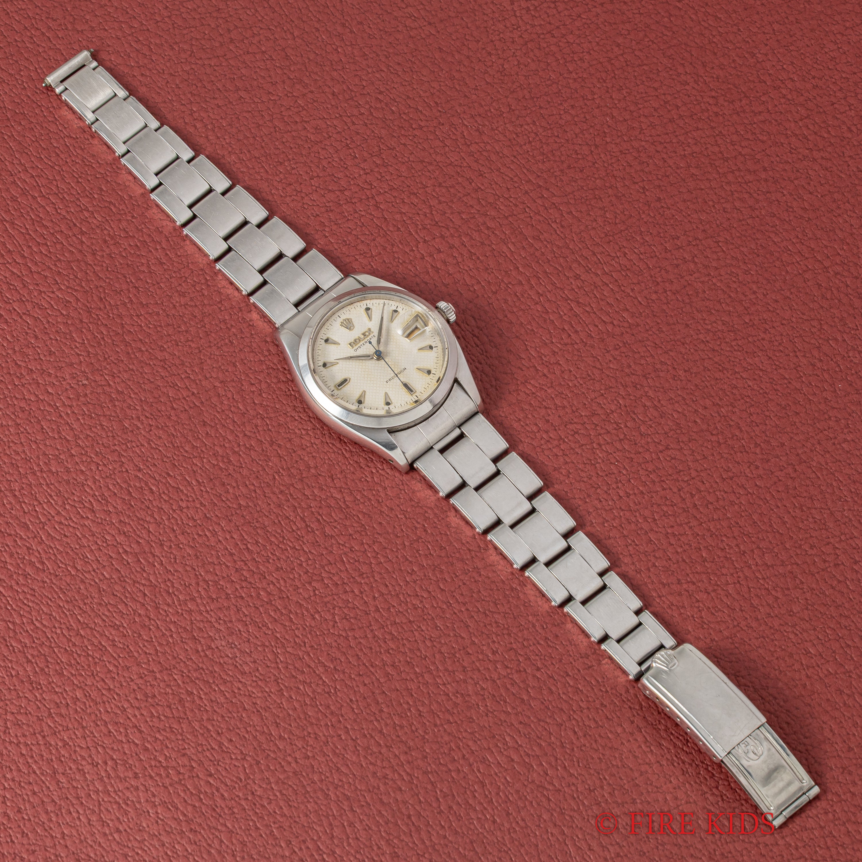 ロレックス 1954年製 Ref.6494 オイスターデイト 手巻き 赤黒カレンダー ハニカムダイヤル リベットブレス