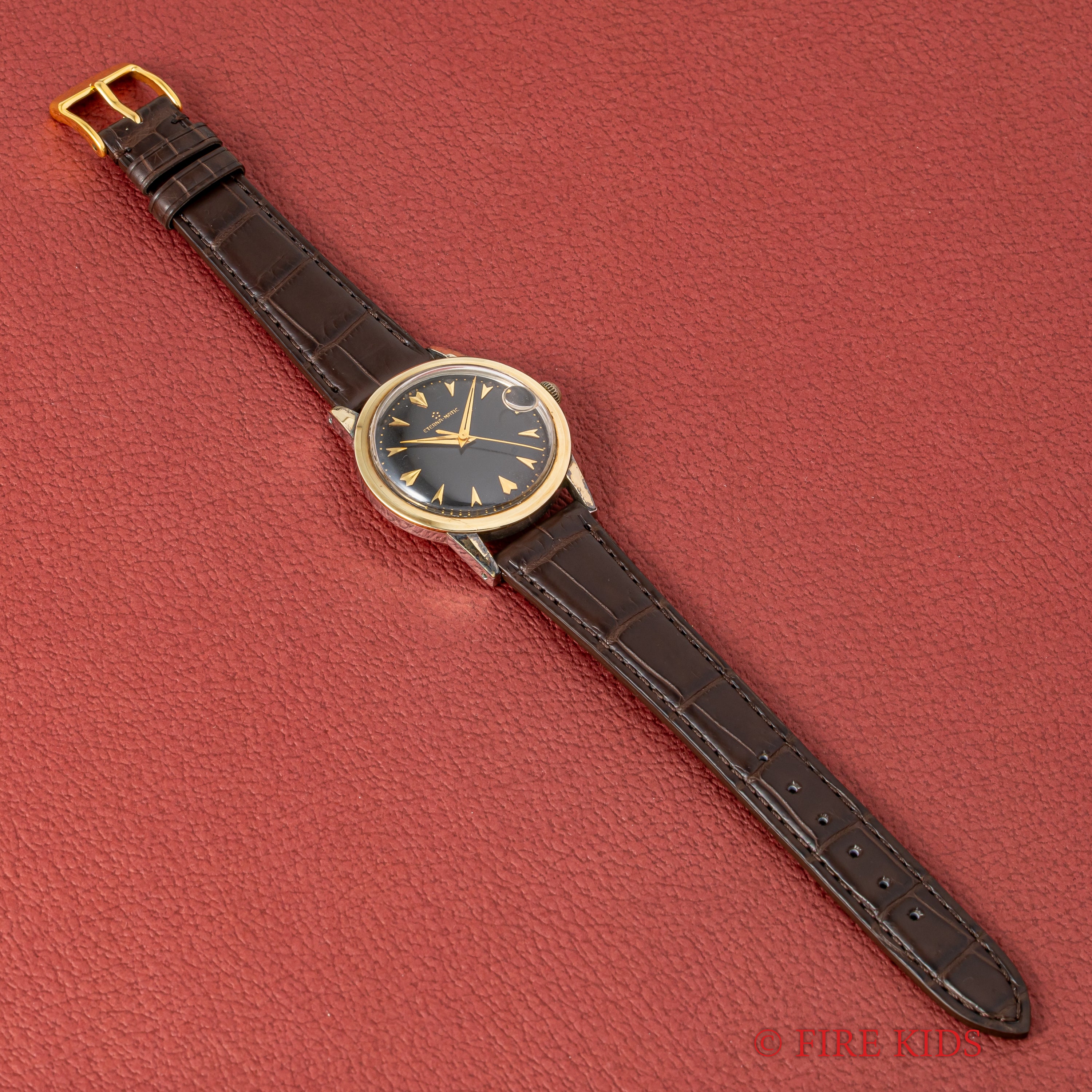 エテルナ マチック 1950年代製 ブラックミラーダイヤル トップゴールドケース 自動巻 cal.1243US