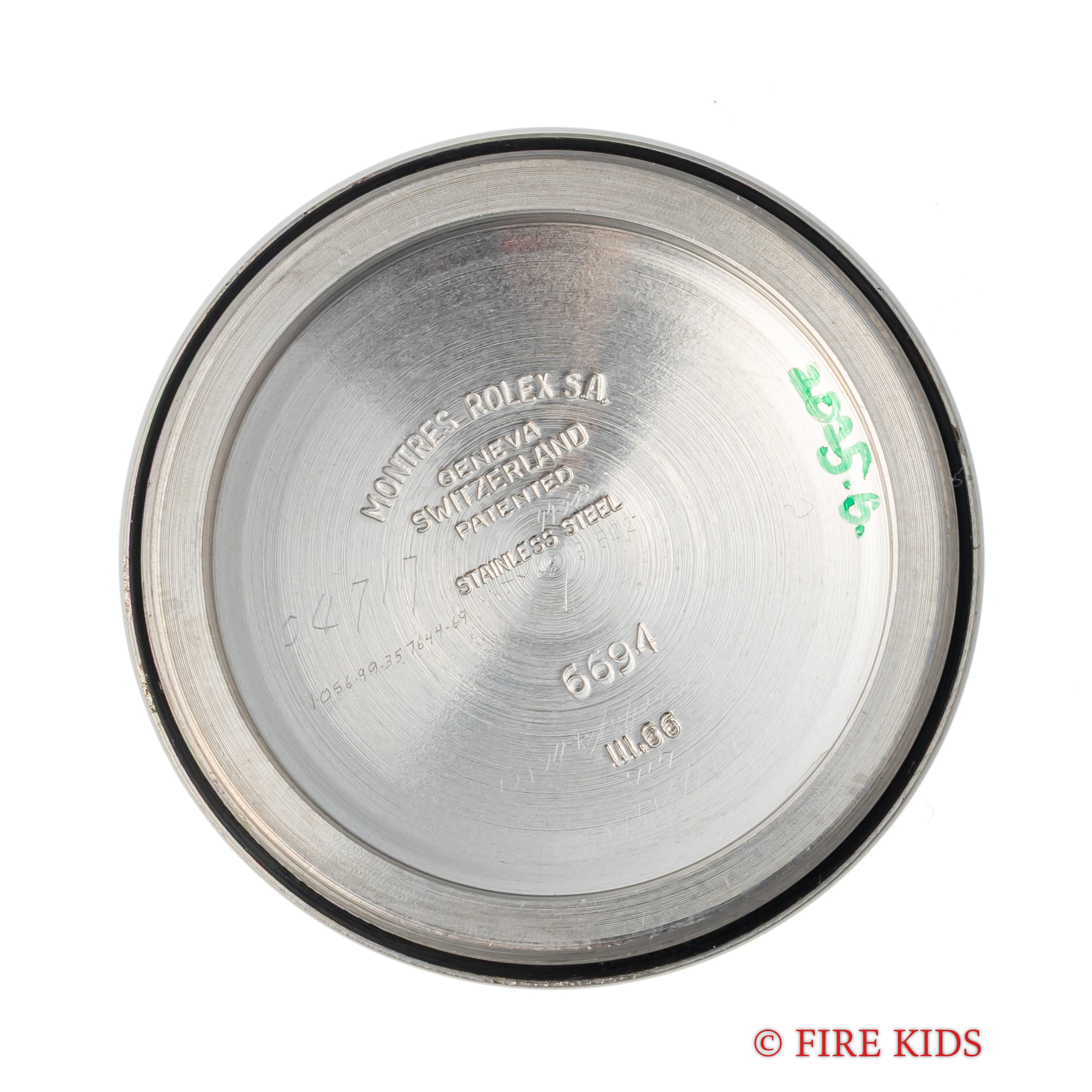 ロレックス オイスターデイト 1966年製 Ref.6694 手巻 ブラックギルトダイヤル ドーム風防 純正リベット