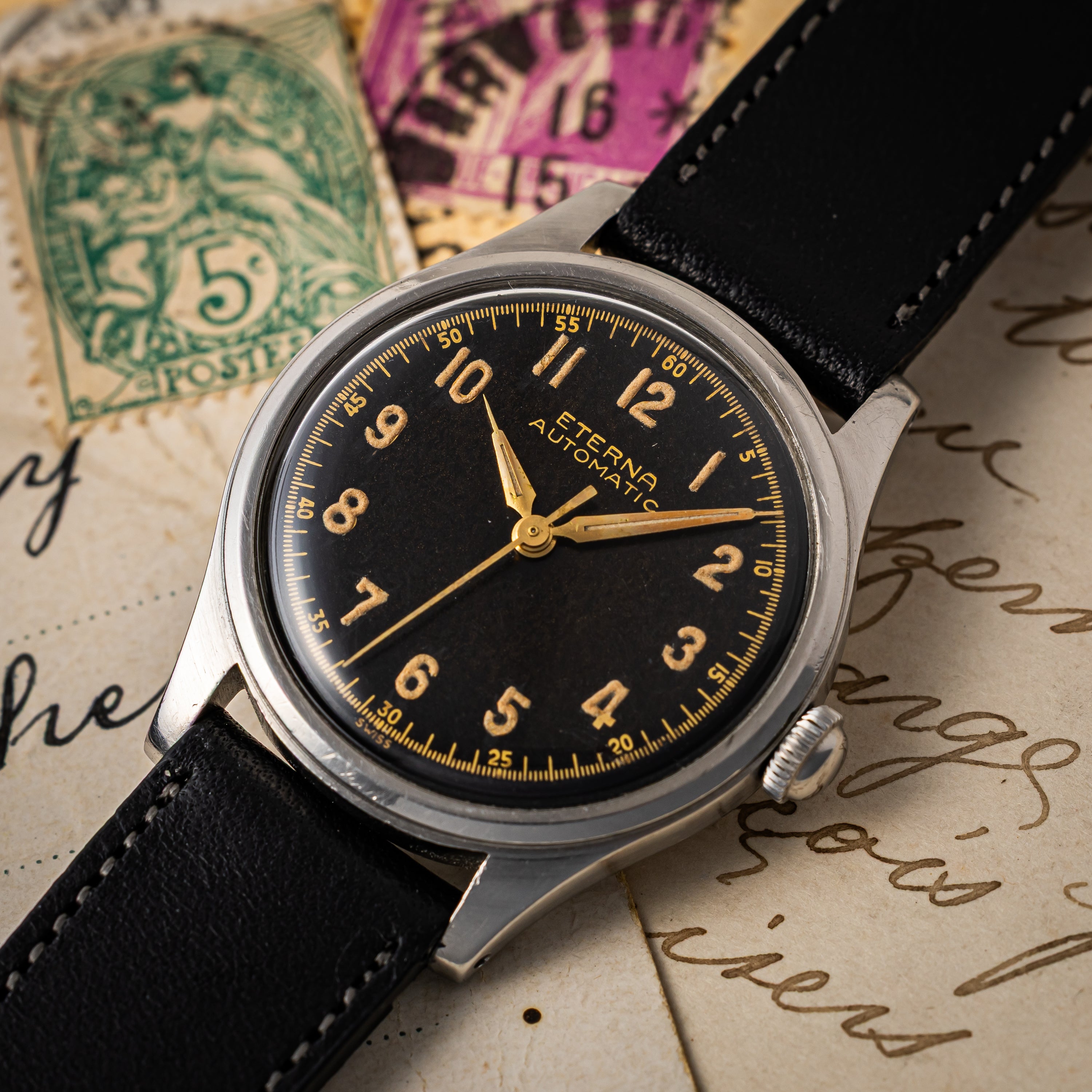 エテルナ ハーフローター ブラック 全アラビアダイヤル 1940年代