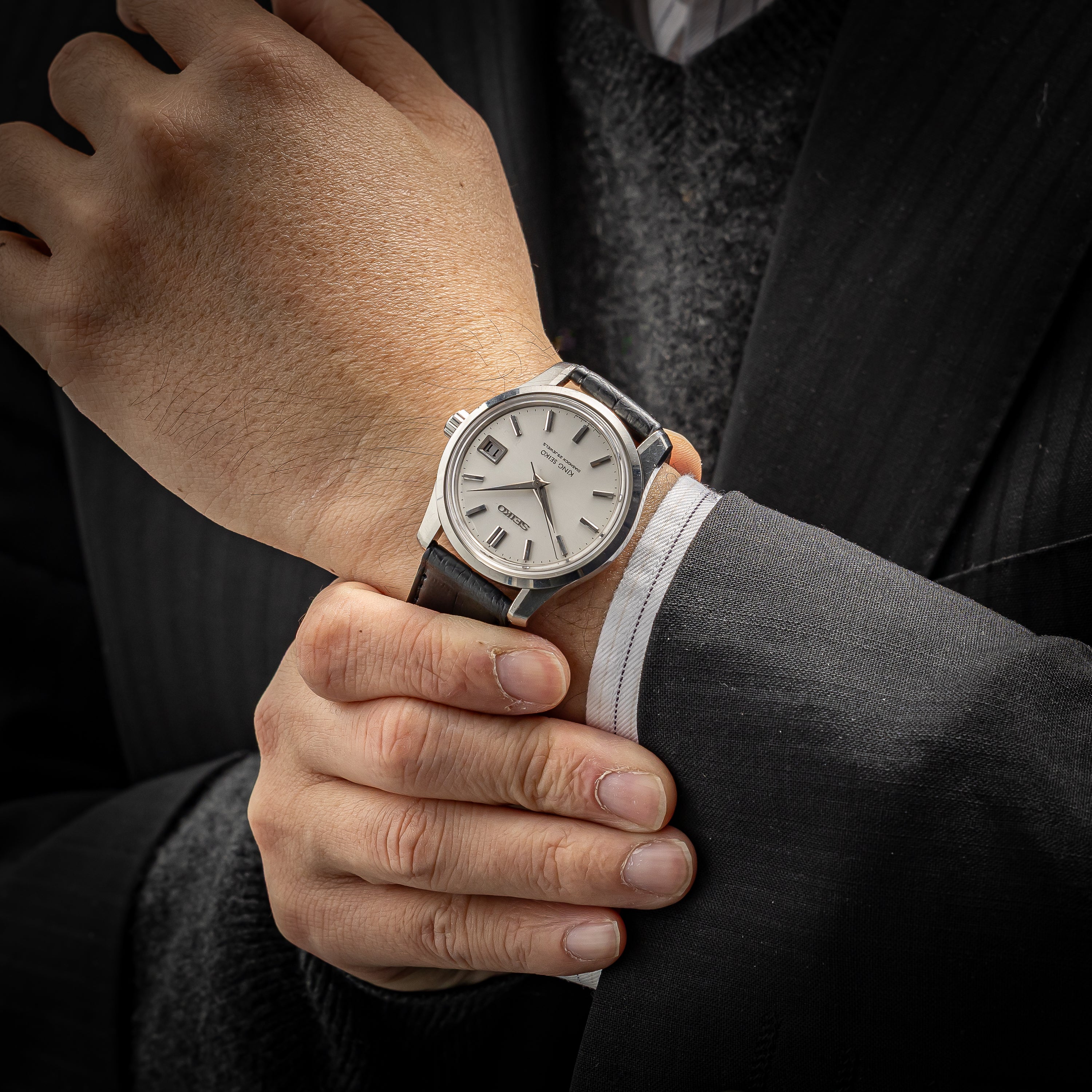 キングセイコー 1966年製 Ref.4402-8000 44KS前期型盾メダリオン シルバーダイヤル ロービート手巻き