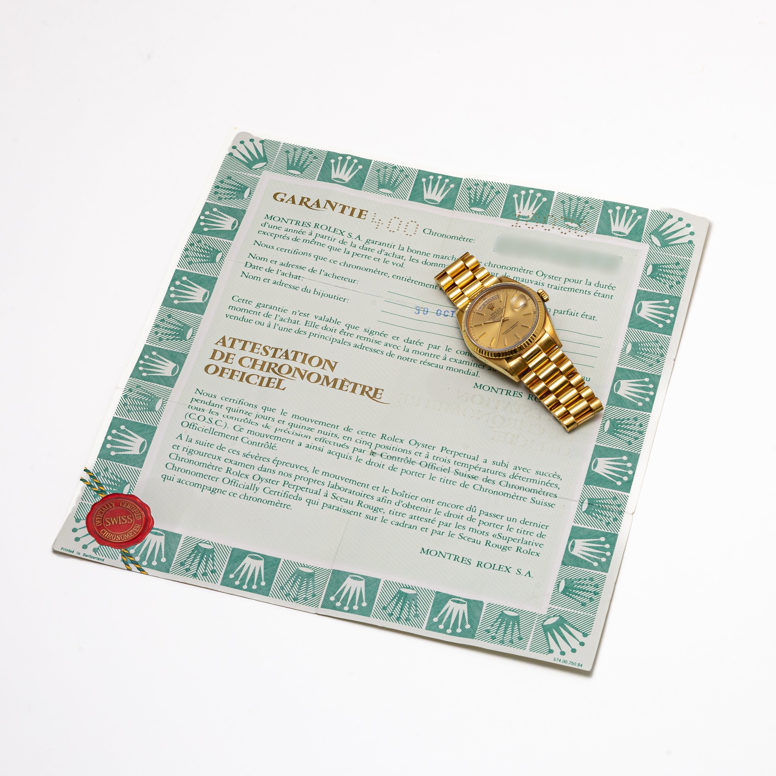 ロレックス デイデイト 1985年製 18金無垢シャンパンダイヤル Ref.18038 純正ブレス 箱ギャラ付