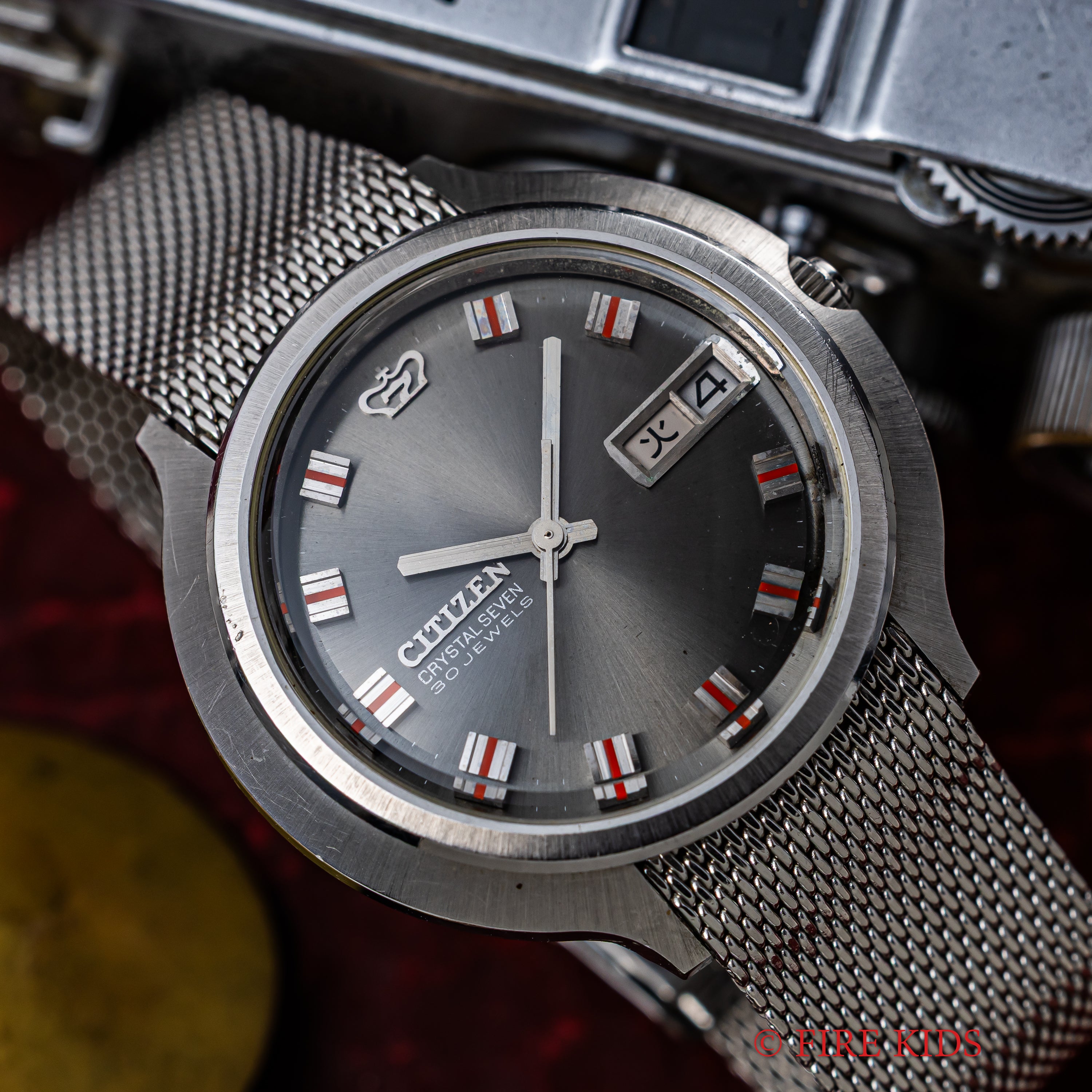 シチズン クリスタルセブン ナイアガラ 1968年製 自動巻 純正メッシュブレス 30石 ノンポリッシュ