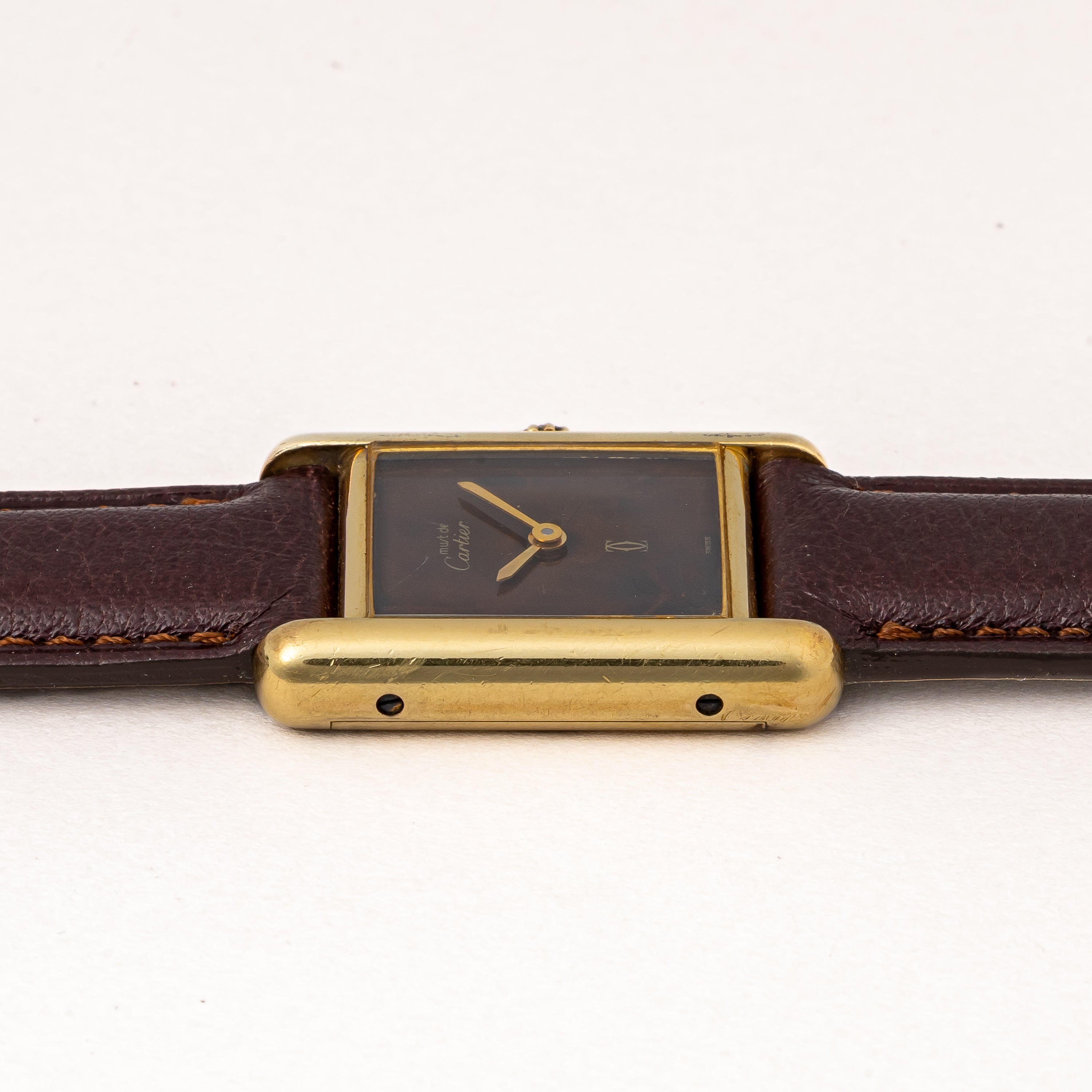 カルティエ マストタンク 1980年代製 SMサイズ 手巻 ブラウンダイヤル 純正尾錠