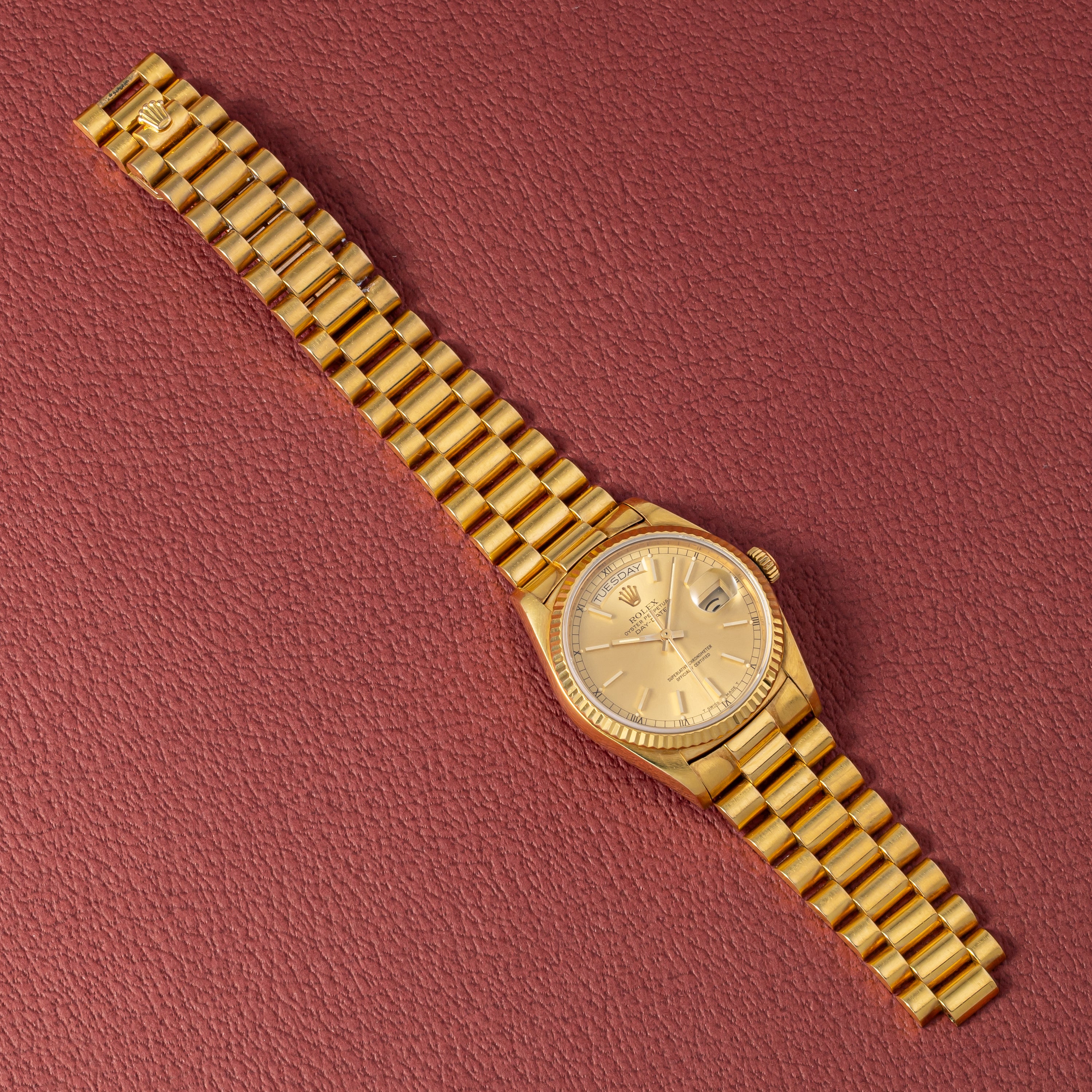 ロレックス デイデイト 1985年製 18金無垢シャンパンダイヤル Ref.18038 純正ブレス 箱ギャラ付