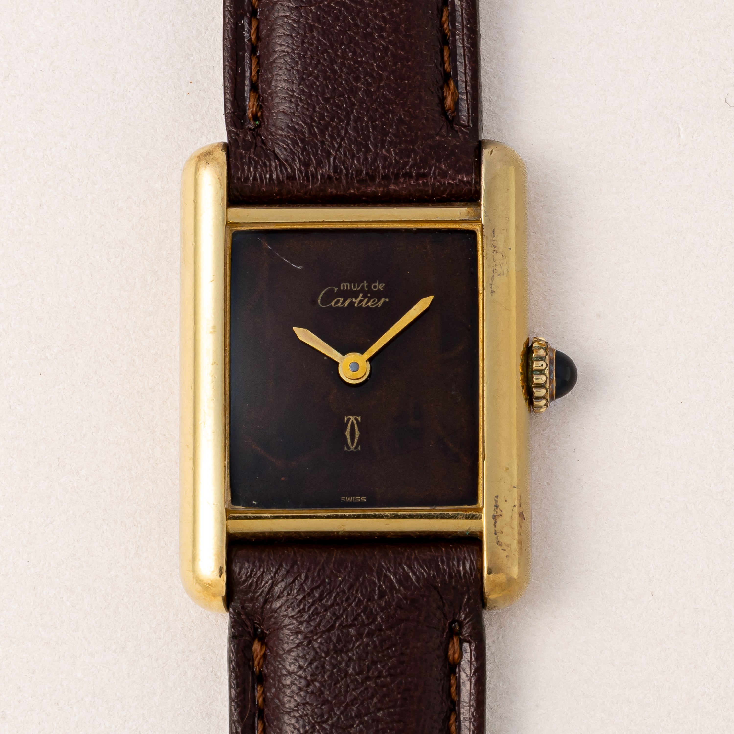 カルティエ マストタンク 1980年代製 SMサイズ 手巻 ブラウンダイヤル 純正尾錠