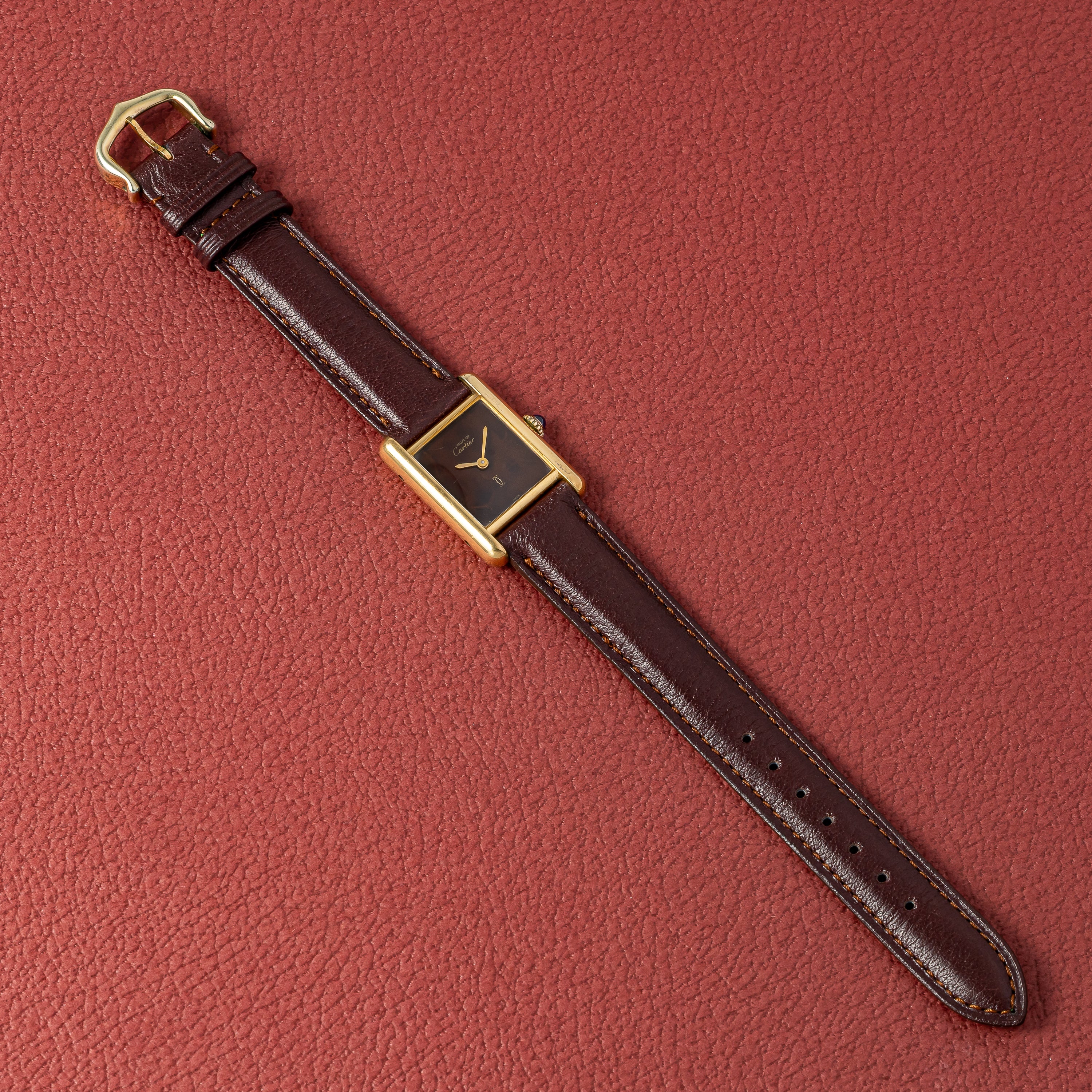 カルティエ マストタンク 1980年代製 SMサイズ 手巻 ブラウンダイヤル 純正尾錠