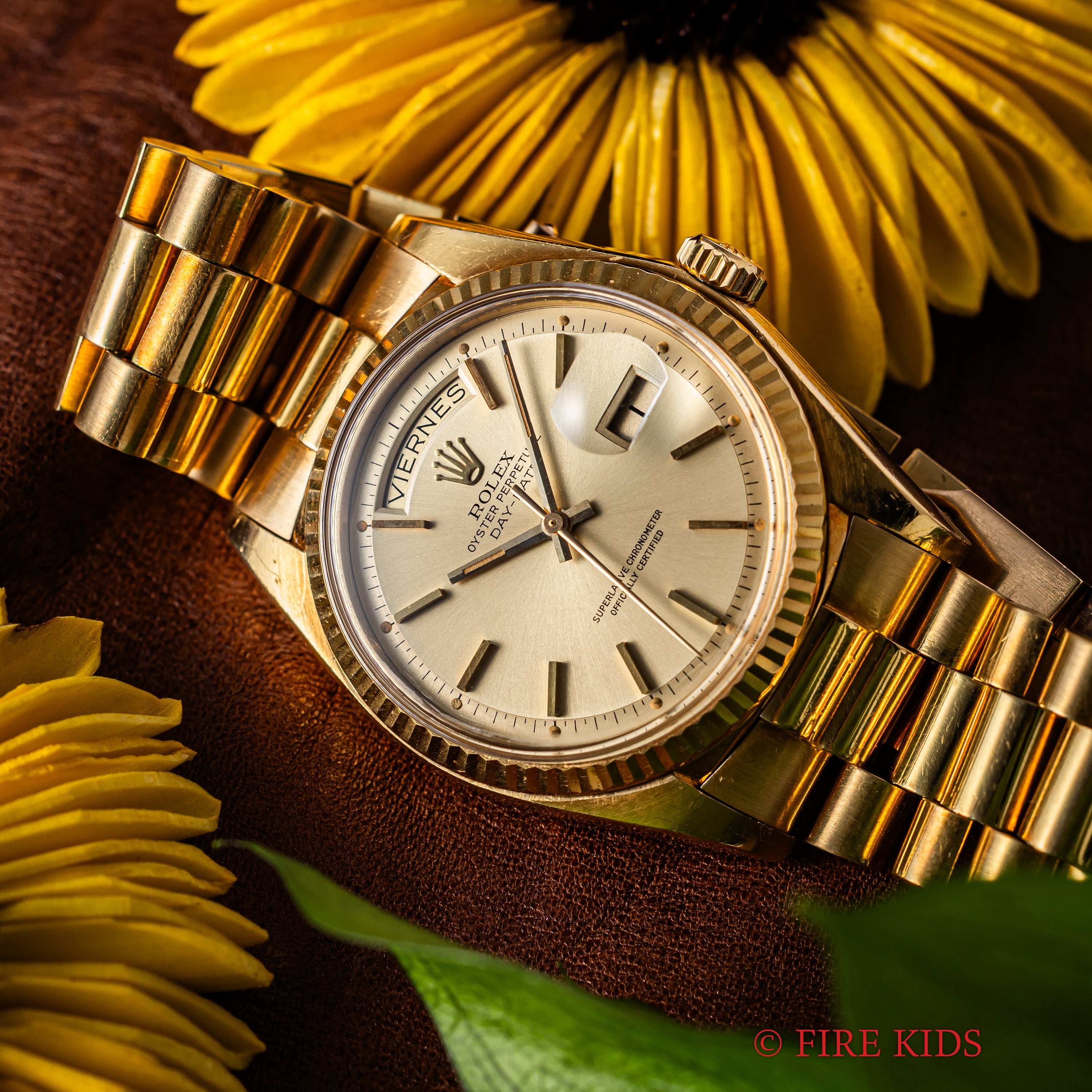 ロレックス デイデイト スペイン語 1972年製 Ref.1803 18金無垢 シャンパンダイヤル 純正プレジデントブレス付