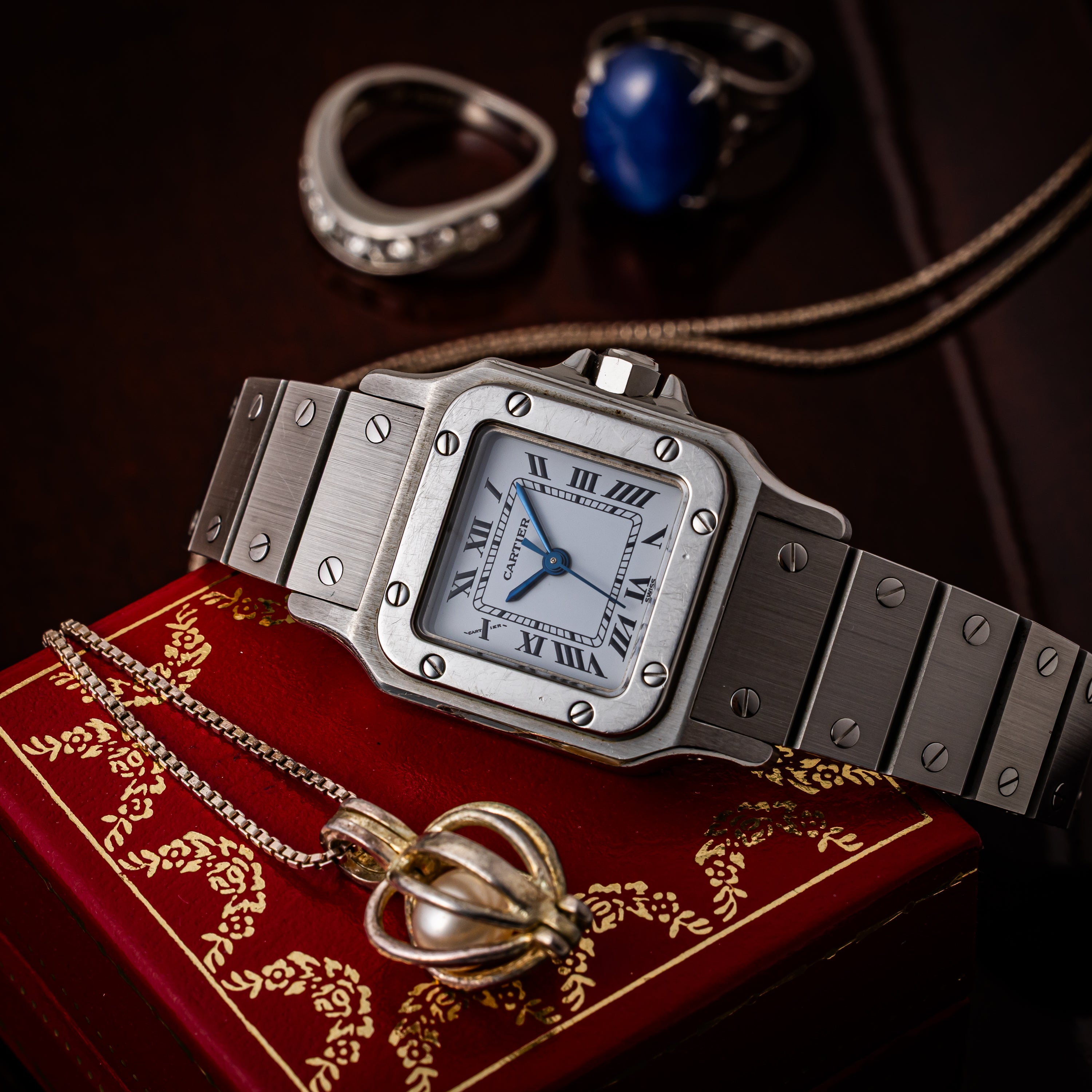 カルティエ サントス SM 1980年代製 Ref.0901 ステンレスケース 自動巻き 箱、ギャラ付き