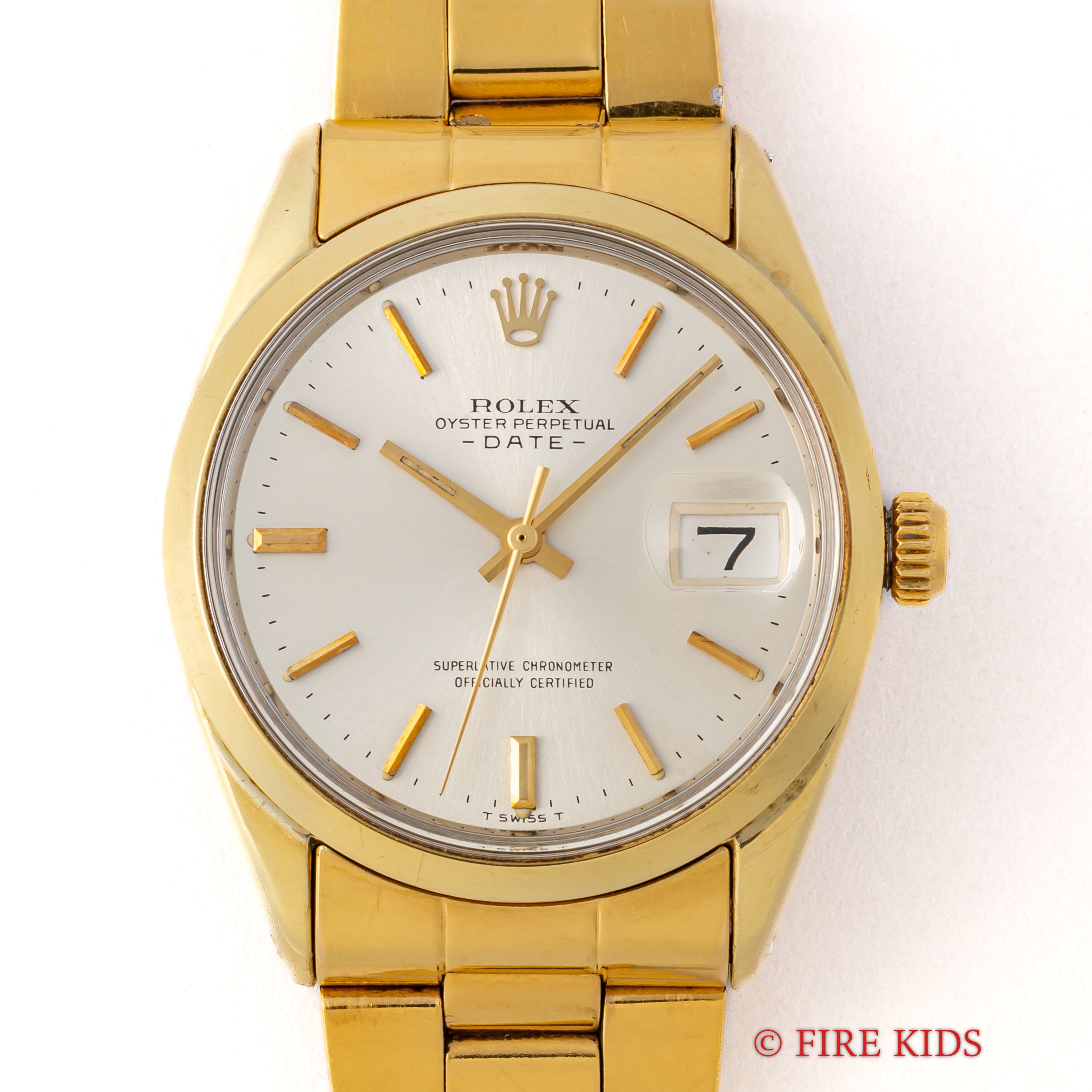 ロレックス 1970年製 オイスターパーペチュアルデイト Ref.1550 金張りケース Cal.1570 純正ブレス付き