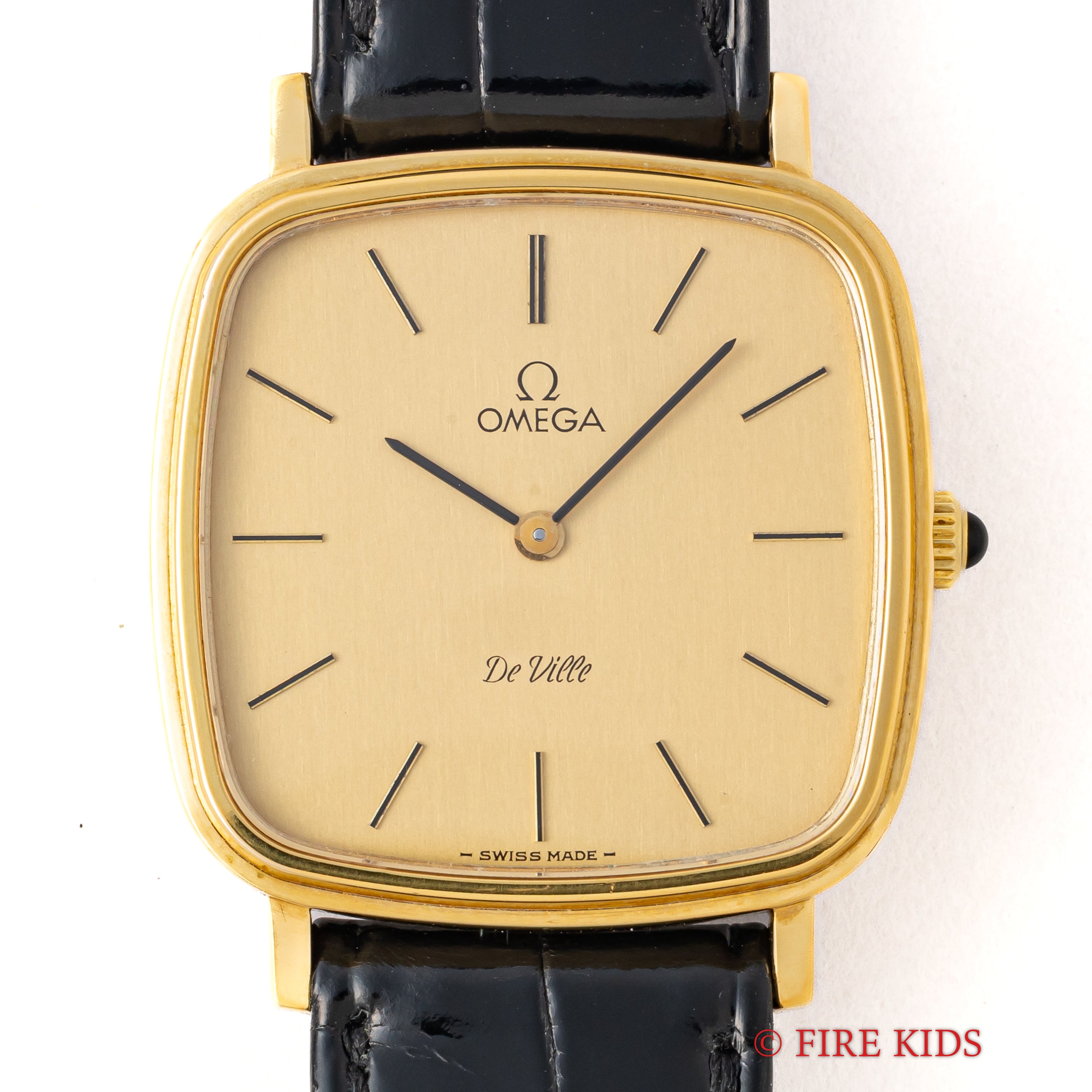 オメガ デ・ヴィル クッションケース 1979年製 シャンパンダイヤル 金張り 純正尾錠付き 手巻き