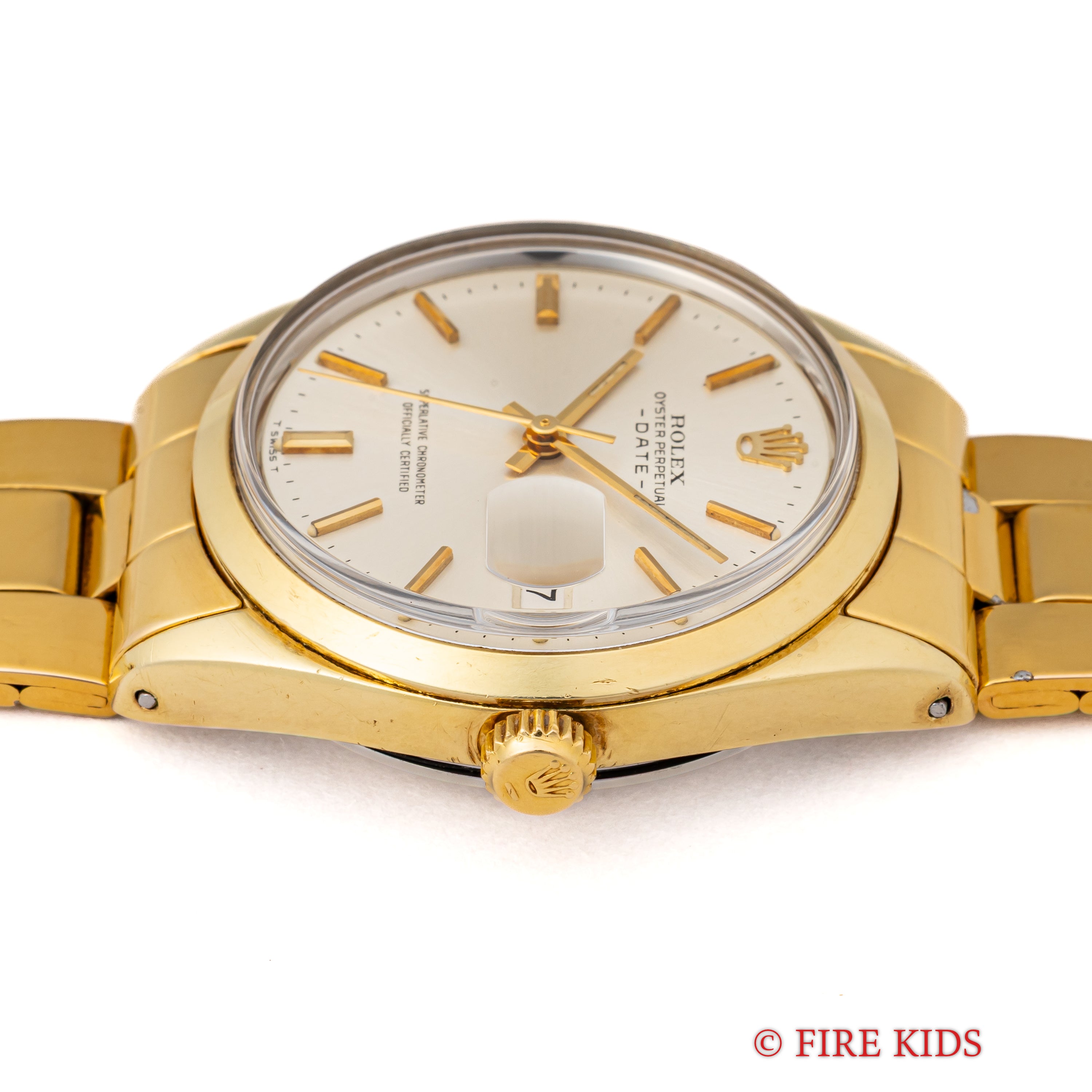 ロレックス 1970年製 オイスターパーペチュアルデイト Ref.1550 金張りケース Cal.1570 純正ブレス付き