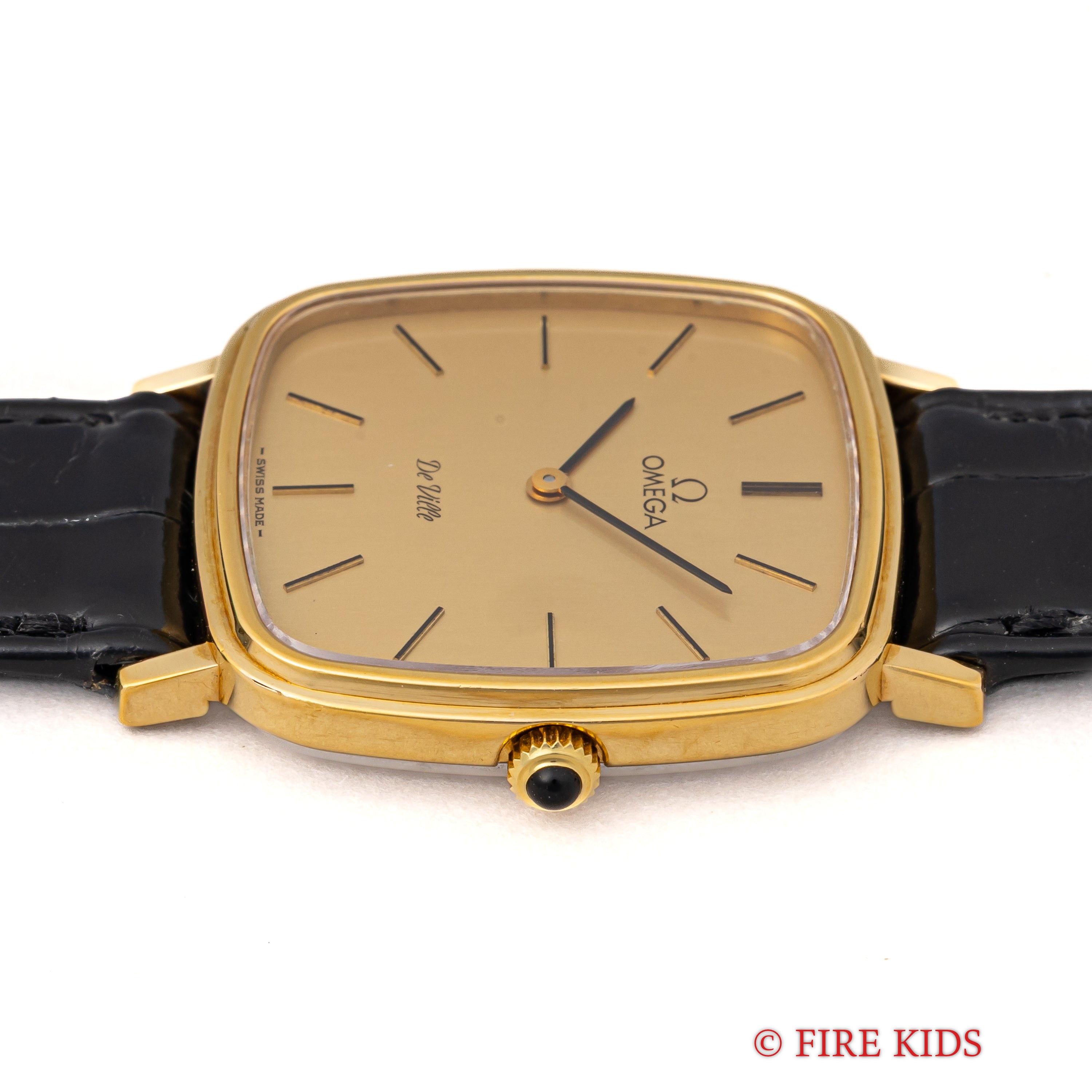 オメガ デ・ヴィル クッションケース 1979年製 シャンパンダイヤル 金張り 純正尾錠付き 手巻き