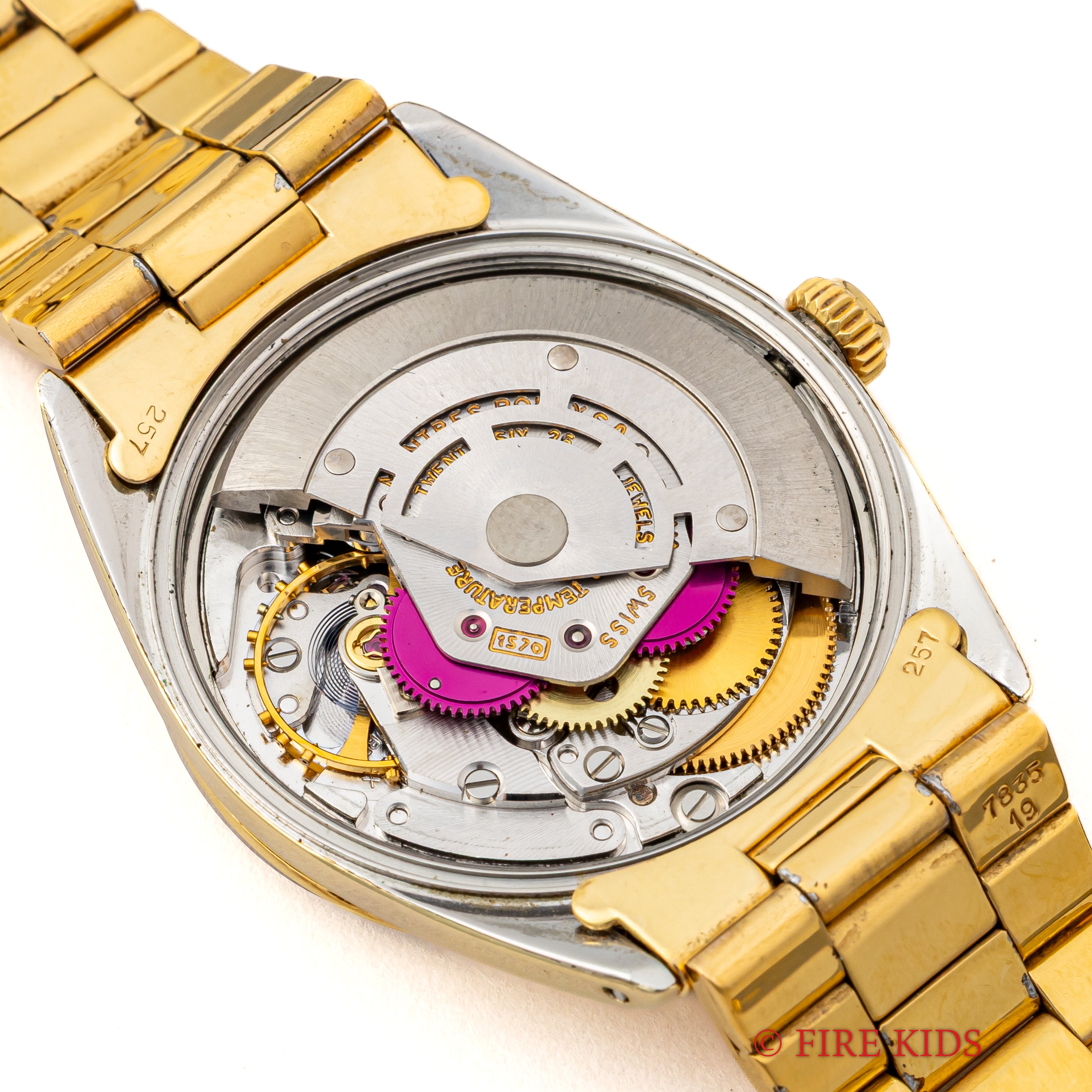 ロレックス 1970年製 オイスターパーペチュアルデイト Ref.1550 金張りケース Cal.1570 純正ブレス付き