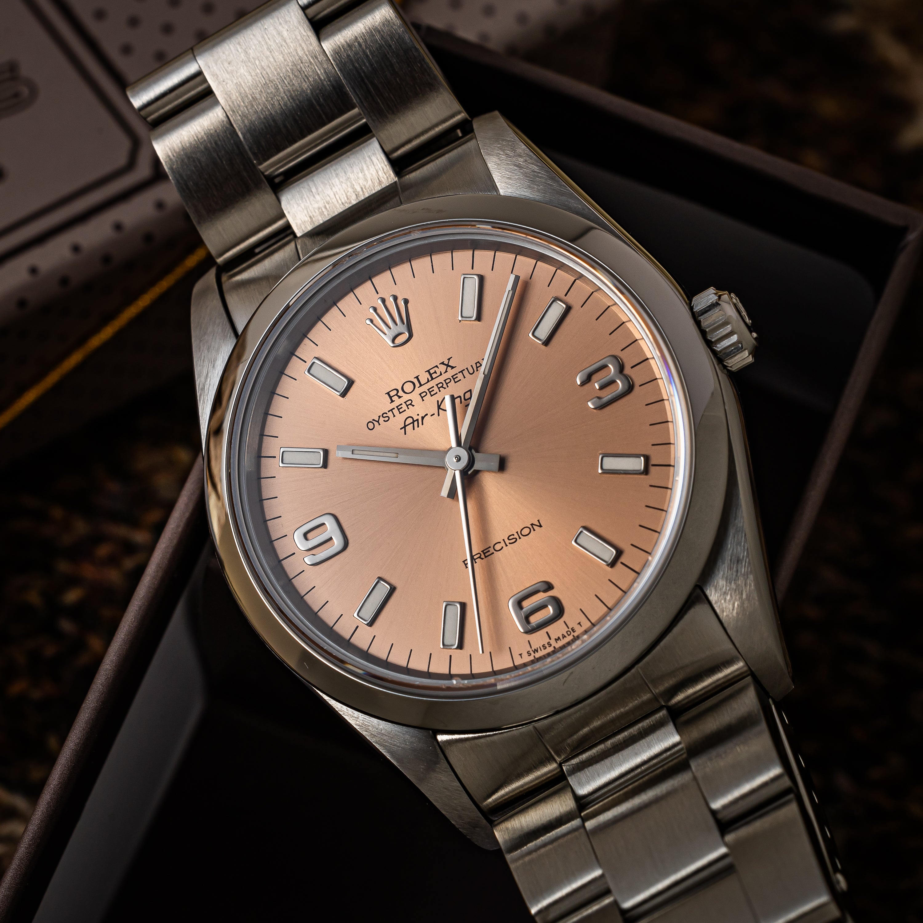 ロレックス エアキング 1994年製 Ref.14000 ピンク エクスプローラーダイヤル 箱・ギャラ付き