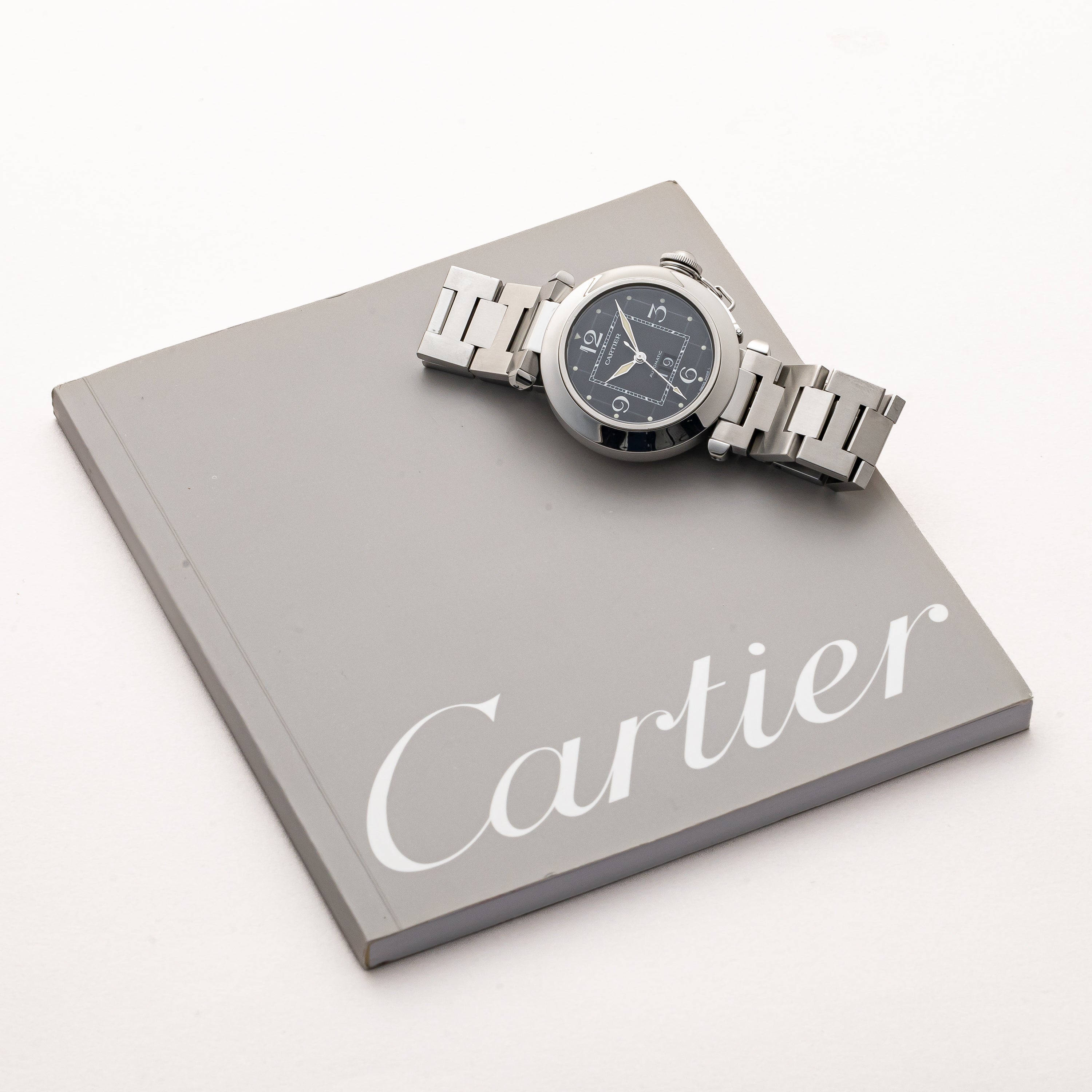 カルティエ パシャC 2000年代製 Ref.2475 ビックデイト ブラックダイヤル 2004年ギャラ付き