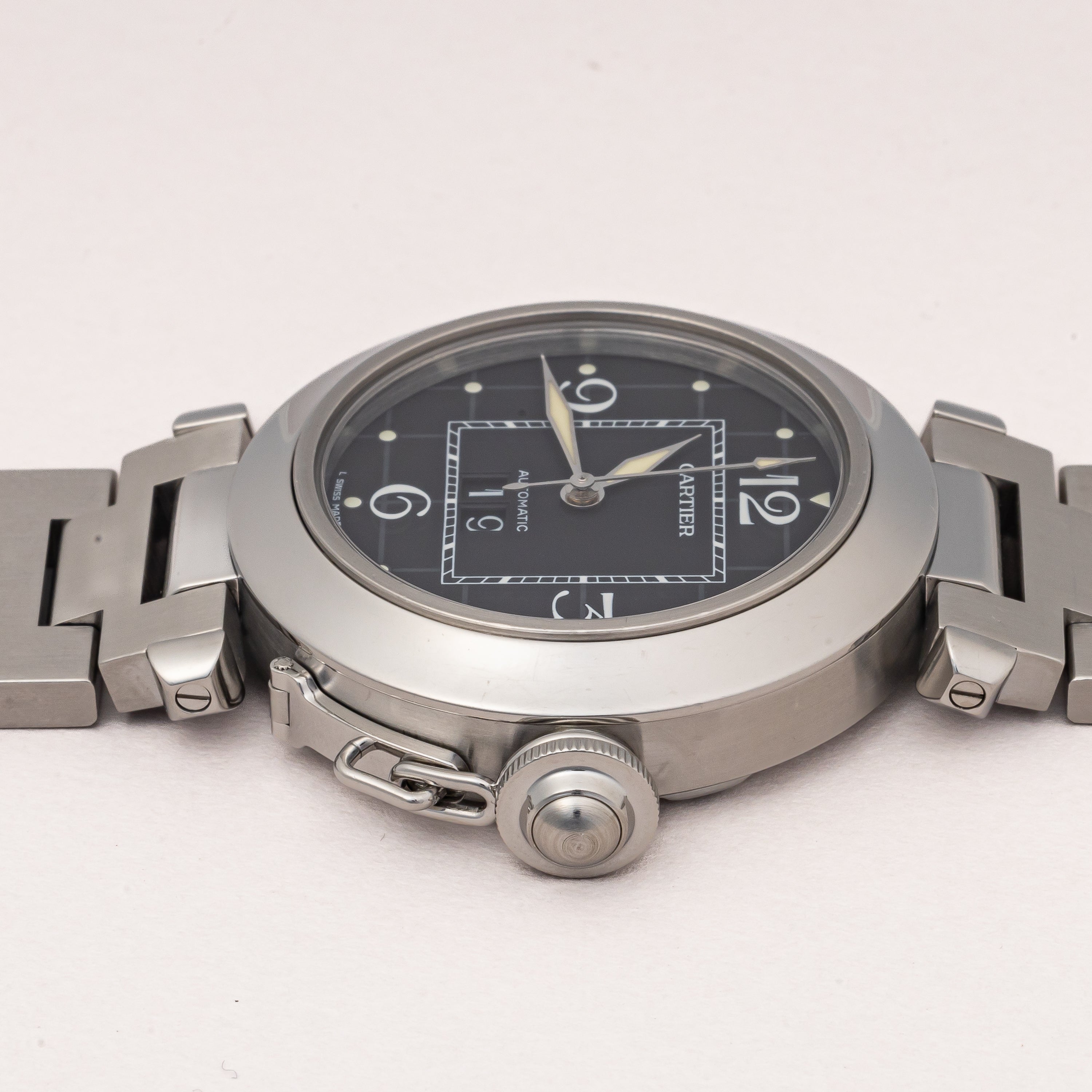 カルティエ パシャC 2000年代製 Ref.2475 ビックデイト ブラックダイヤル 2004年ギャラ付き