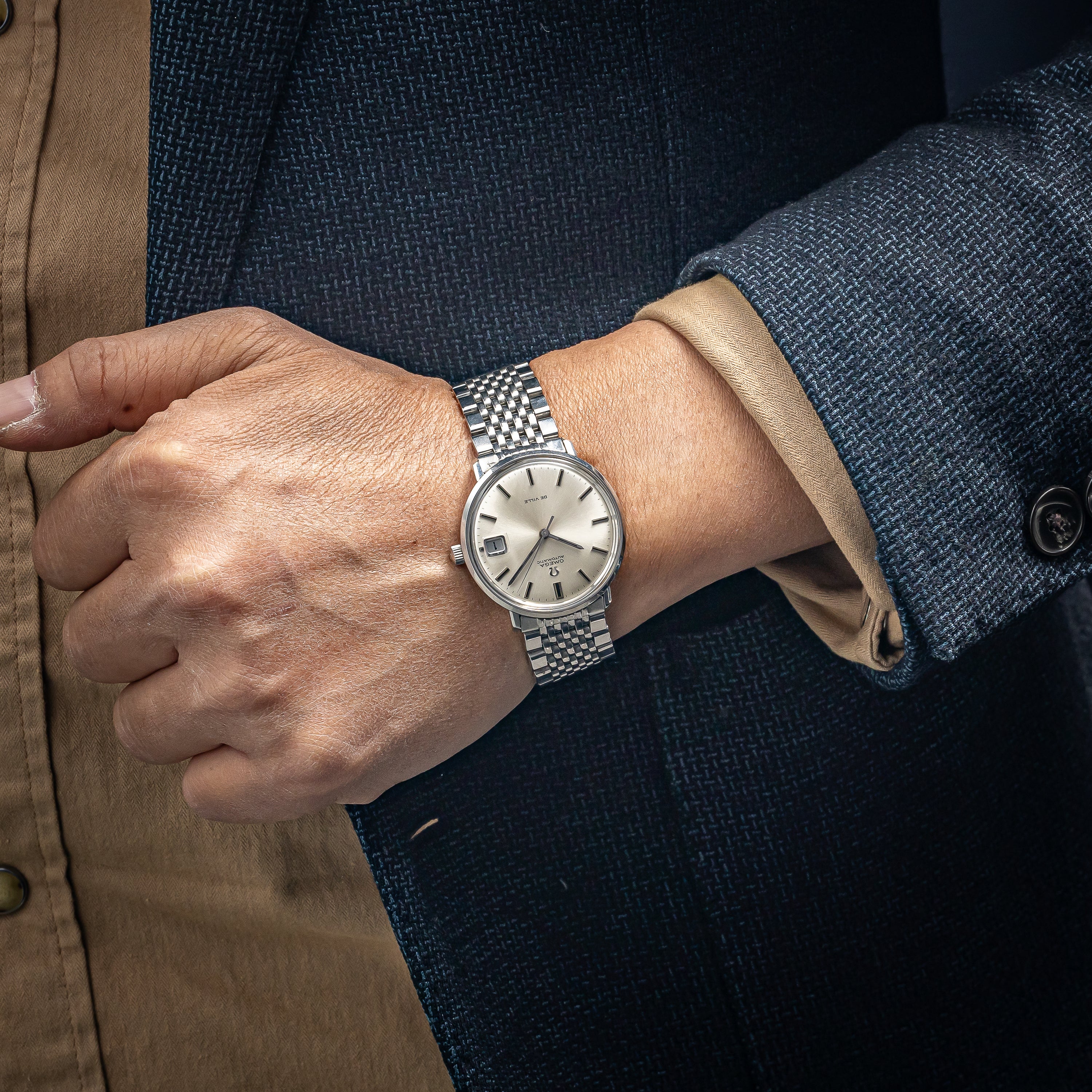 オメガ デ・ヴィル オートマチック 1960年代製 純正ブレス Ref.166033 シルバーダイヤル