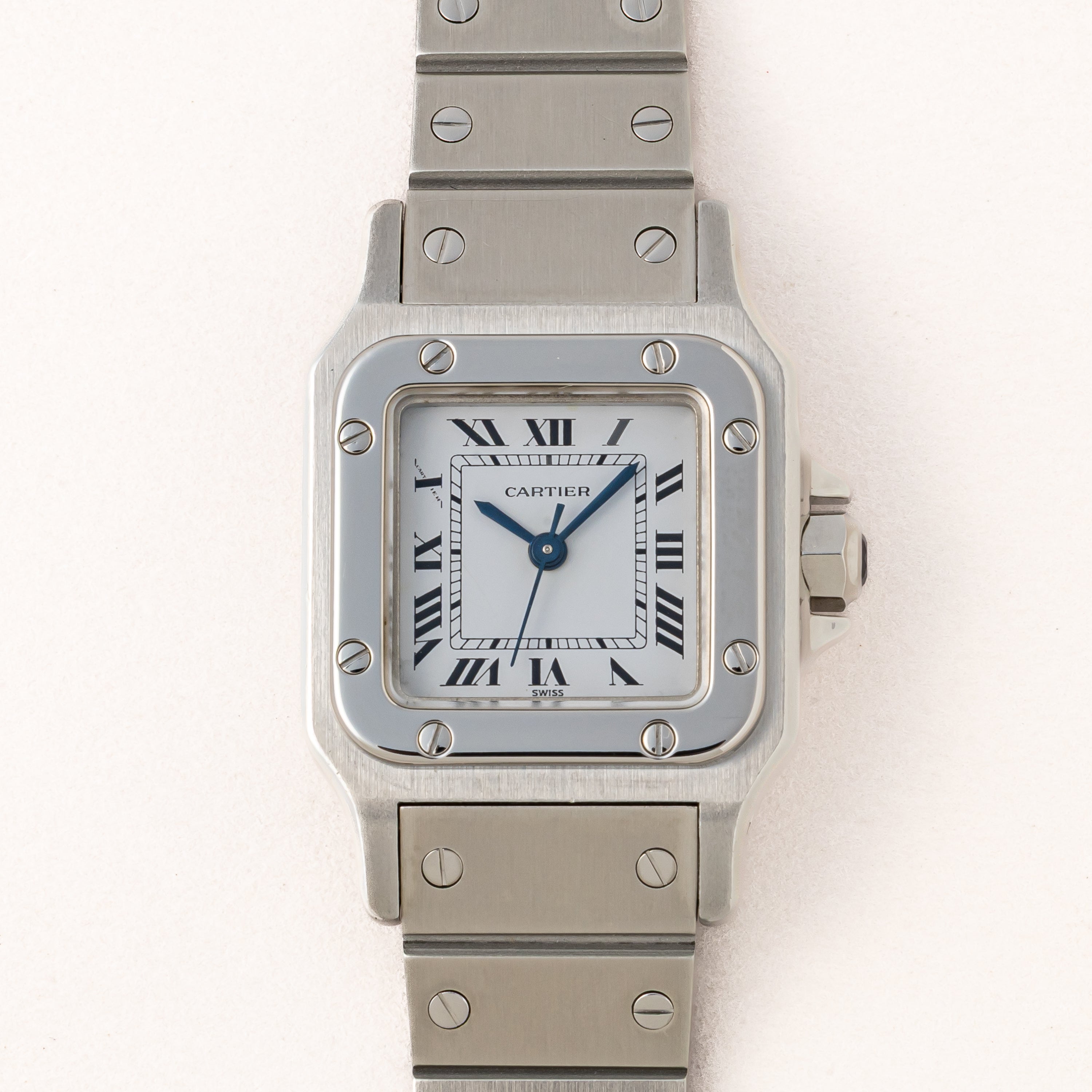 カルティエ サントス SM ホワイトダイアル 自動巻き 1980年代製 ギャラ付き