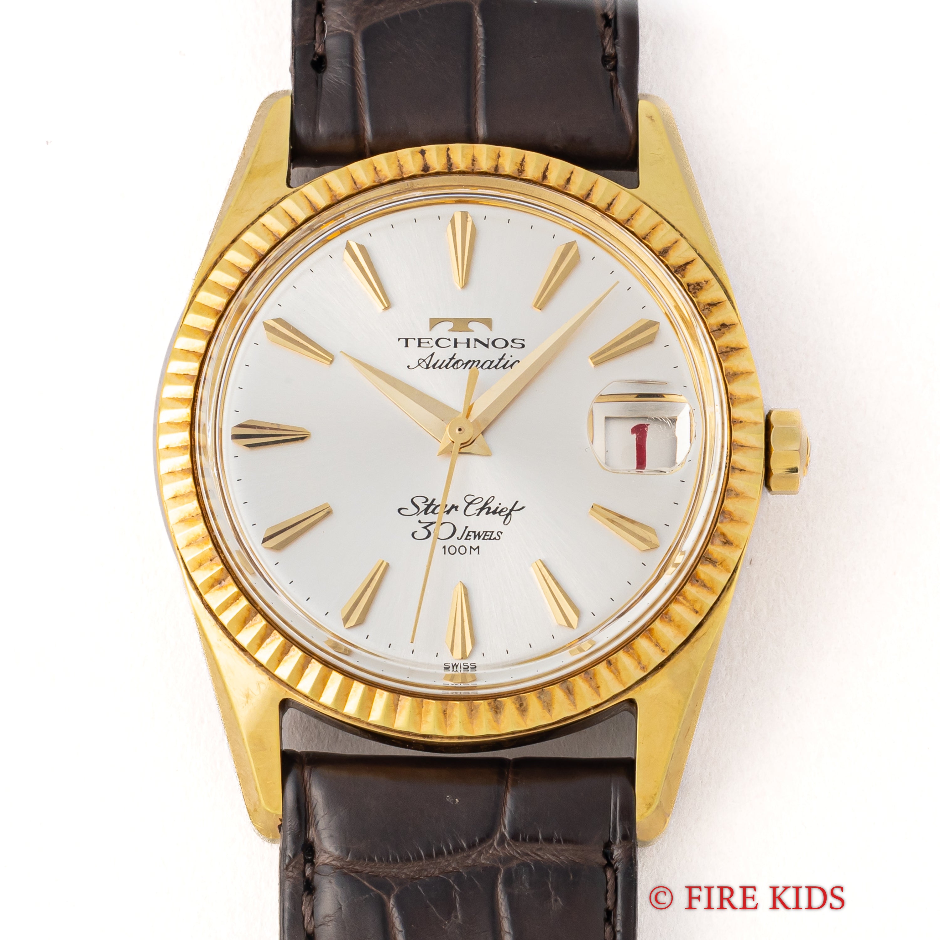 テクノス スターチーフ 赤カレンダー 1960年代製 美品 30石自動巻き