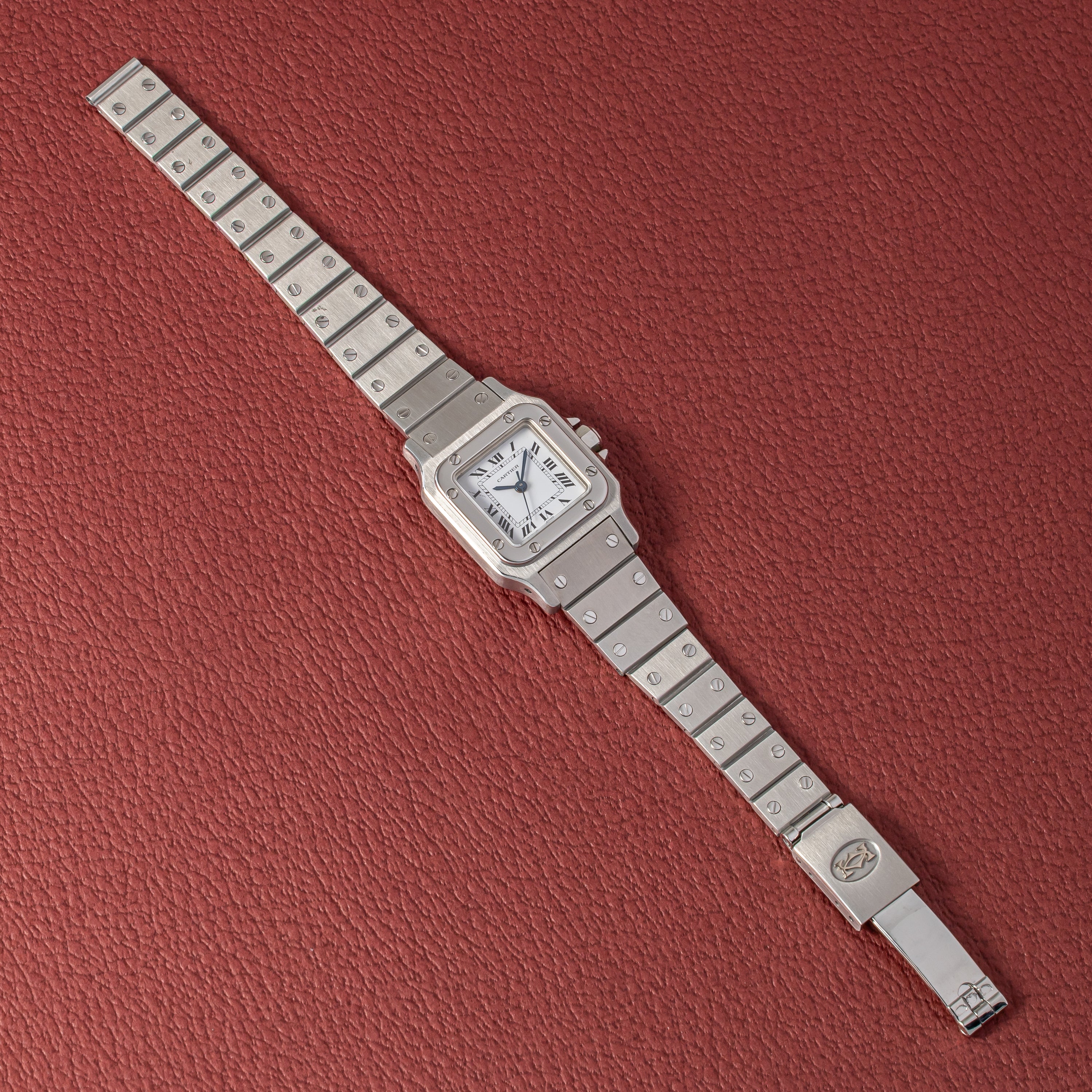 カルティエ サントス SM ホワイトダイアル 自動巻き 1980年代製 ギャラ付き