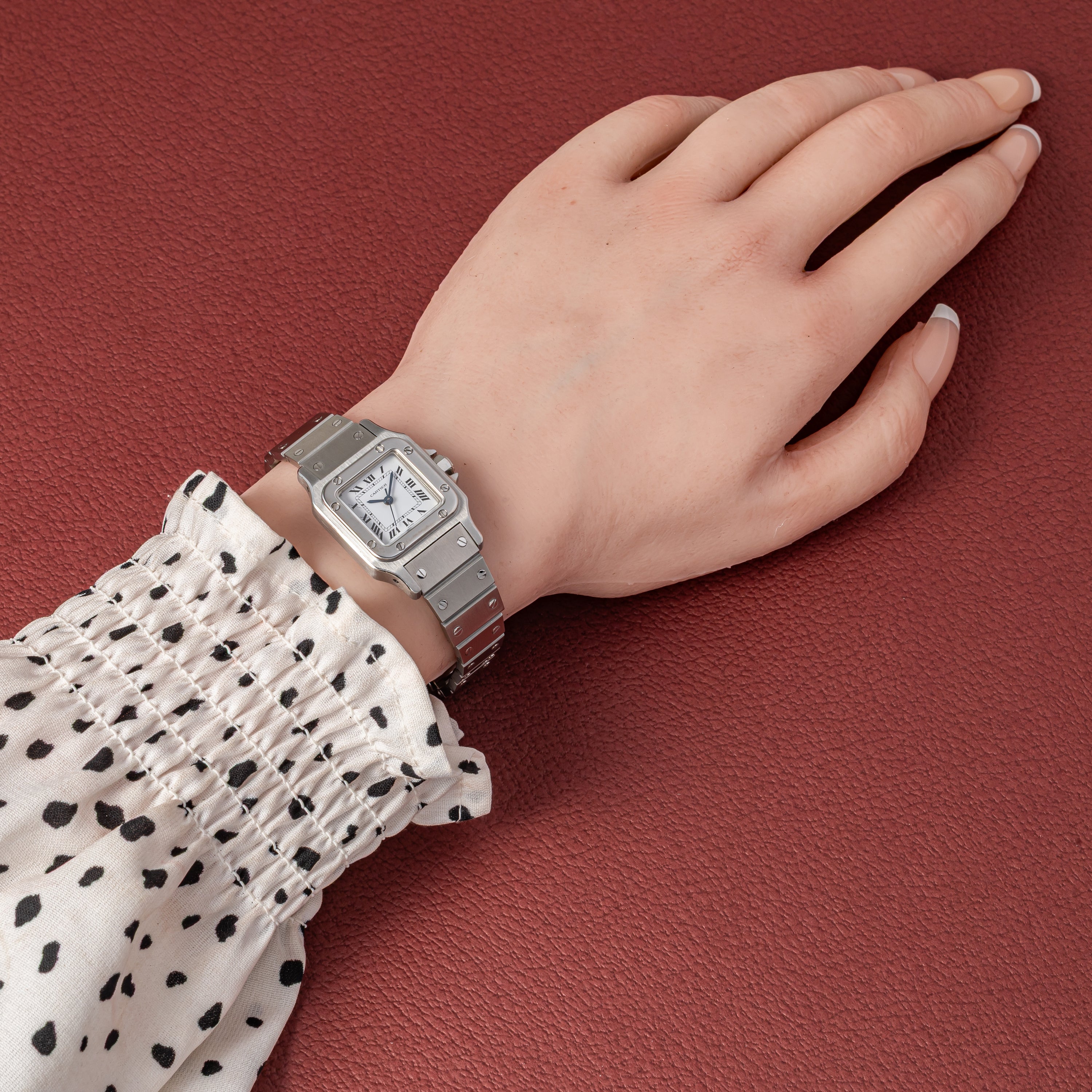 カルティエ サントス SM ホワイトダイアル 自動巻き 1980年代製 ギャラ付き