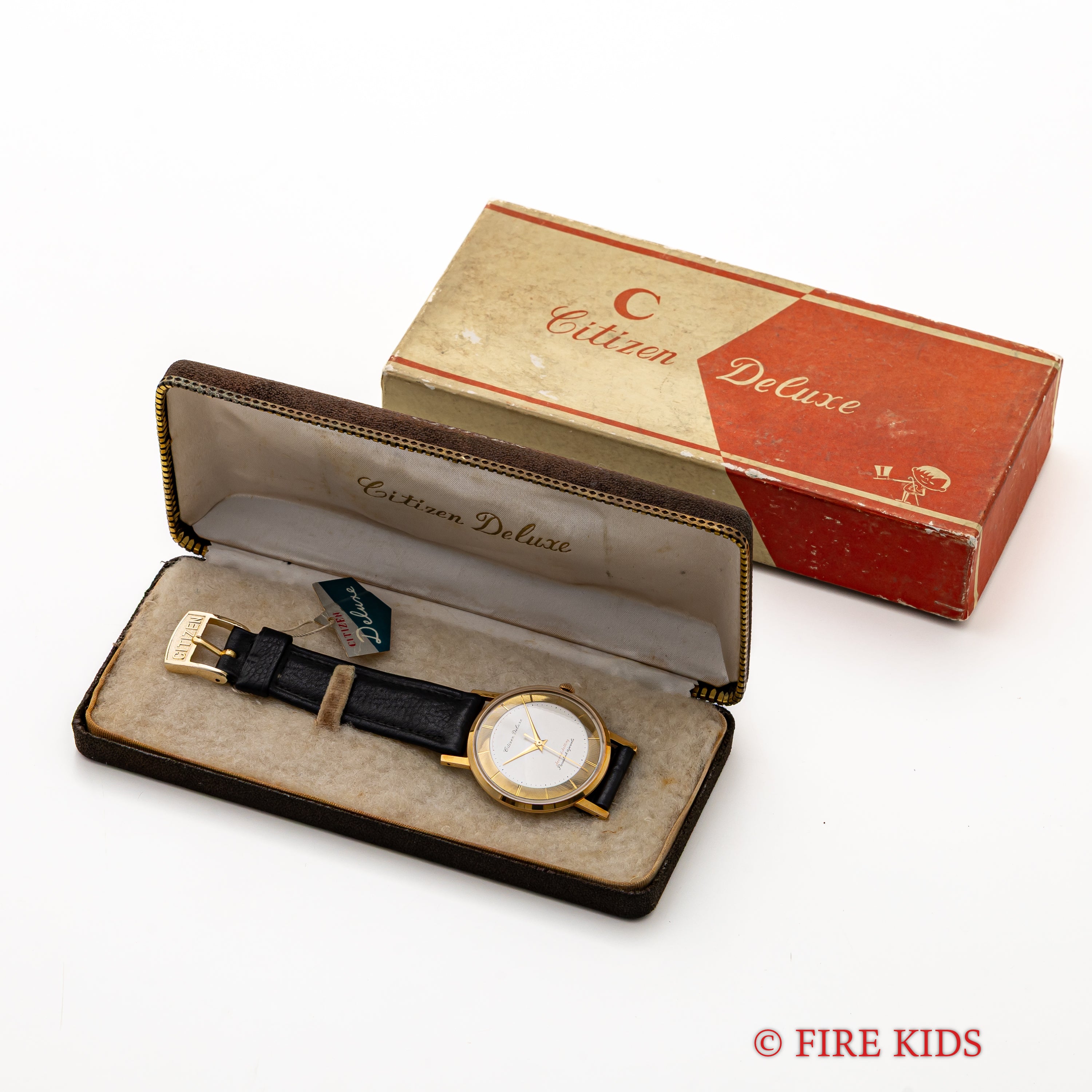 シチズン デラックス セコンドセッティング CGPケース 1960年代 純正革ベルト、尾錠、箱、タグ付き